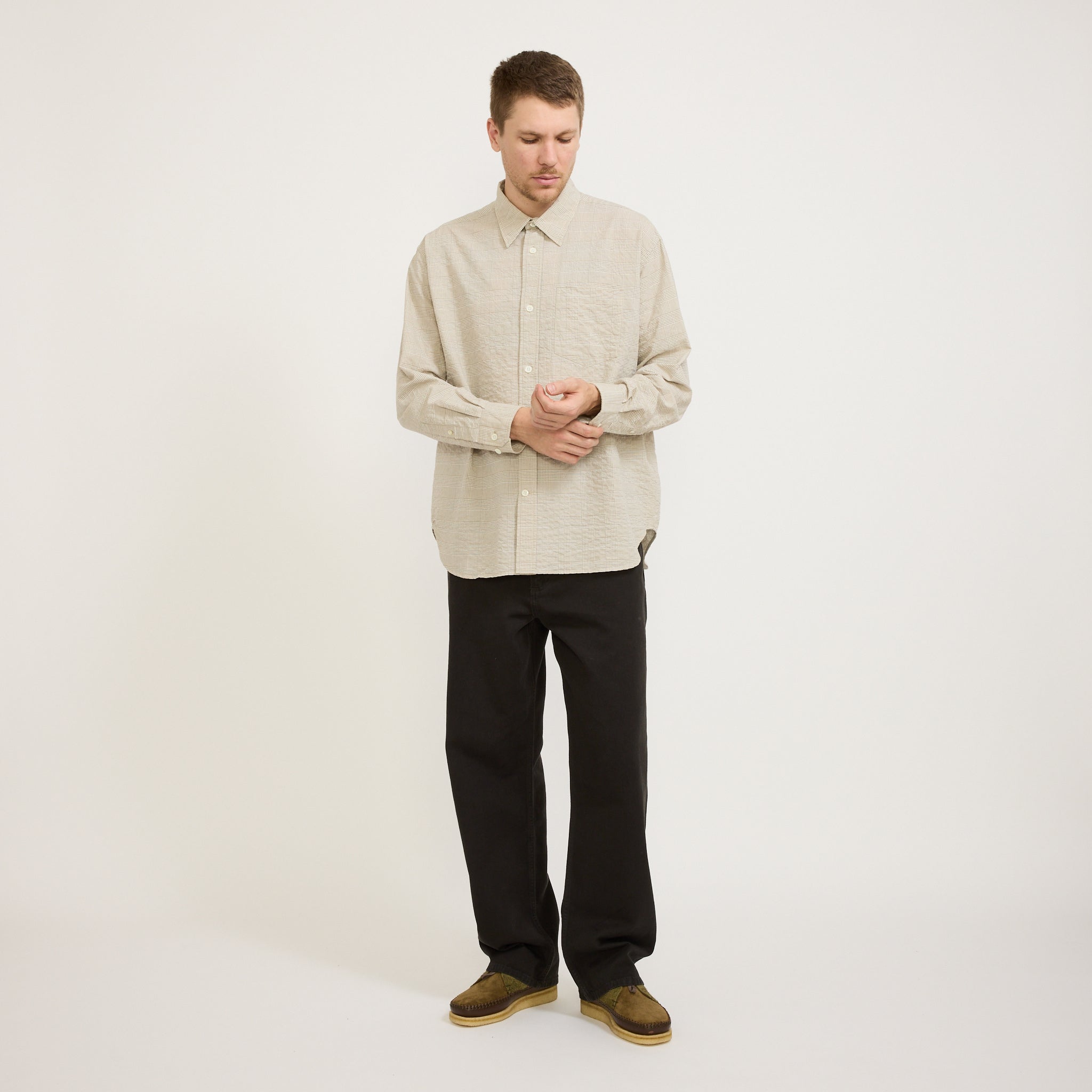 Mo Oversized Check Shirt Heathland Brown