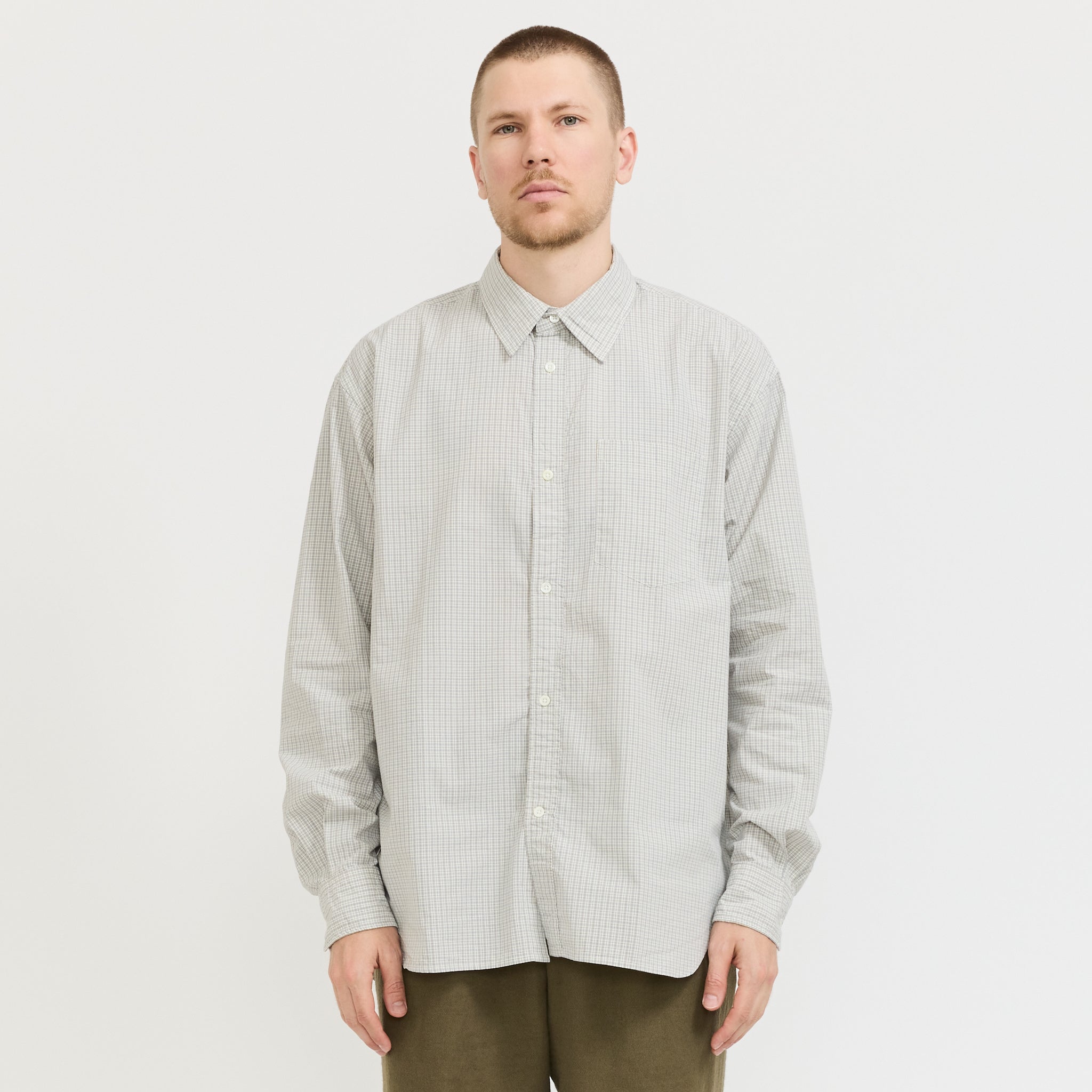 Ole Oversize Poplin Check Shirt Oatmeal
