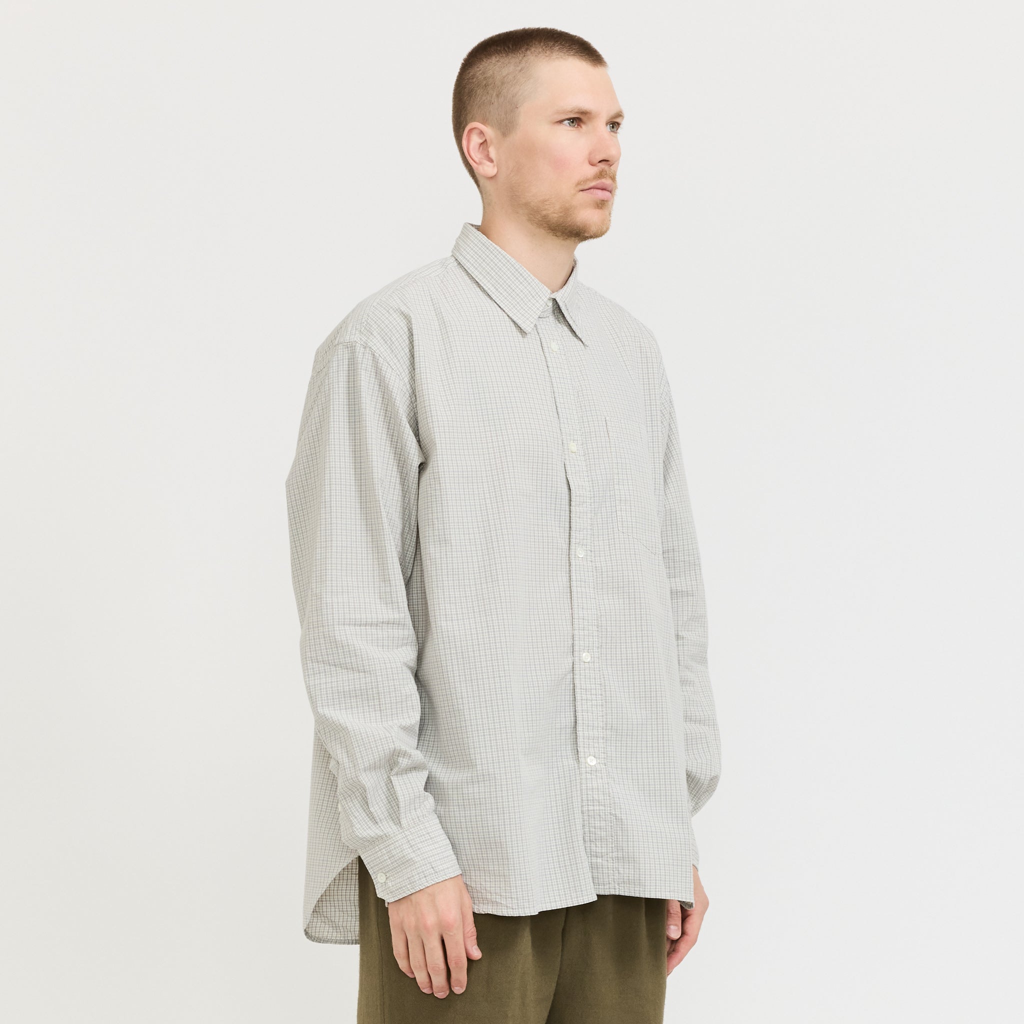 Ole Oversize Poplin Check Shirt Oatmeal