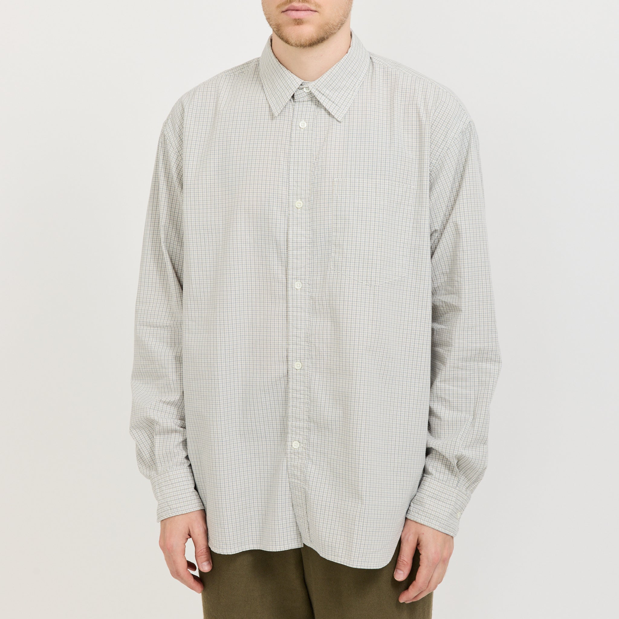 Ole Oversize Poplin Check Shirt Oatmeal
