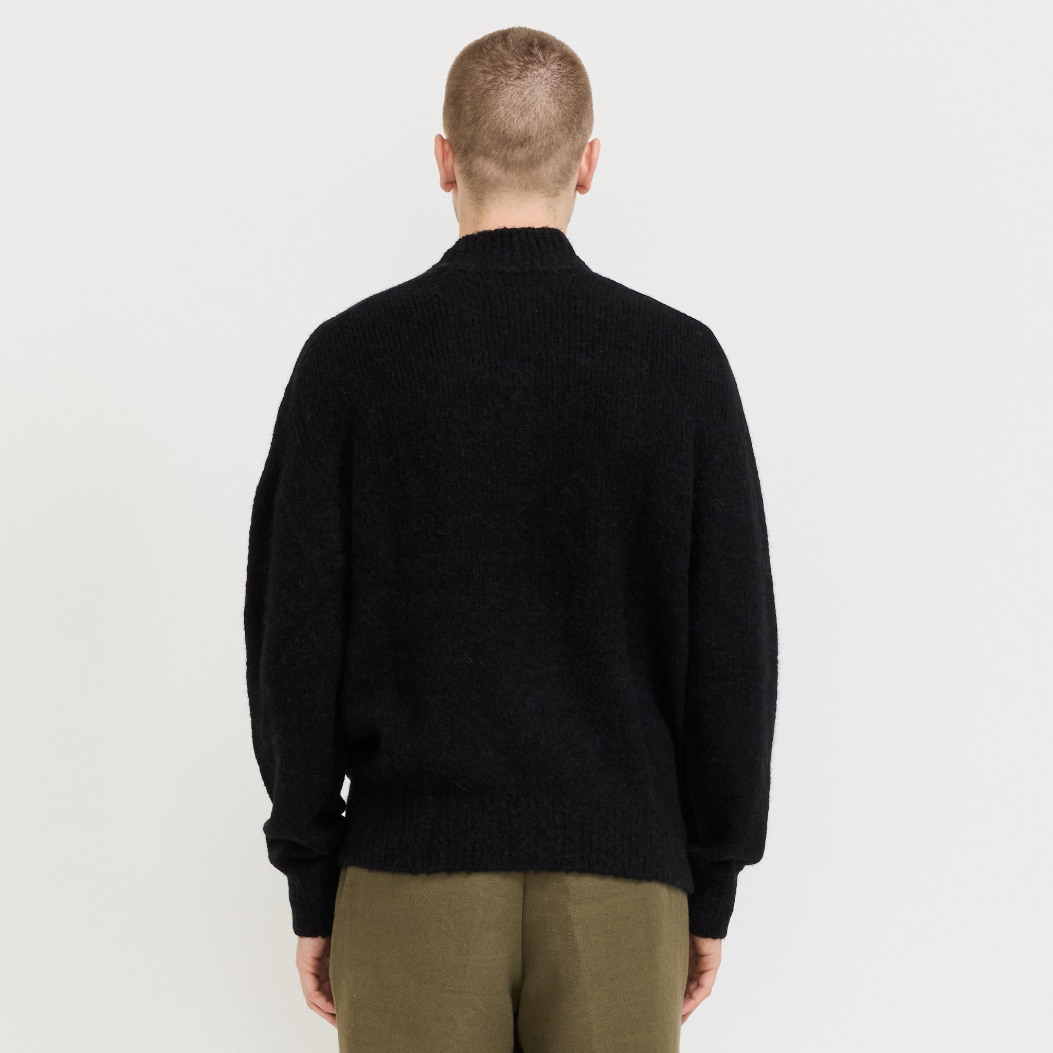 Rasmus Mock Neck Relaxed Brushed Sweater Black