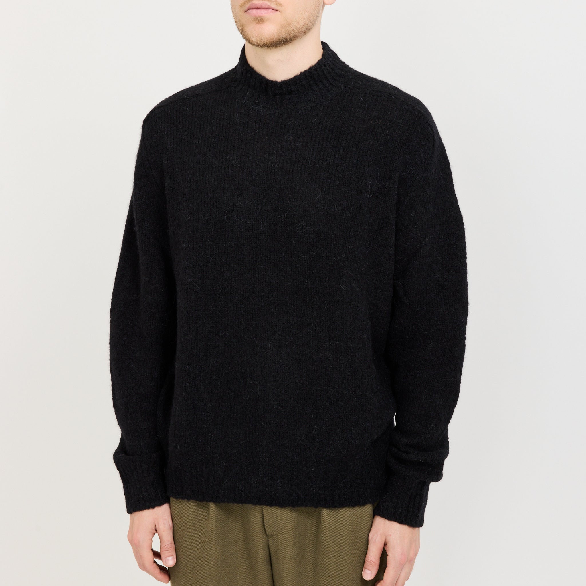 Rasmus Mock Neck Relaxed Brushed Sweater Black