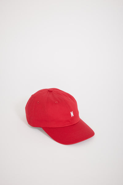 Norse Projects | Twill Sports Cap Holmen Red | Maplestore