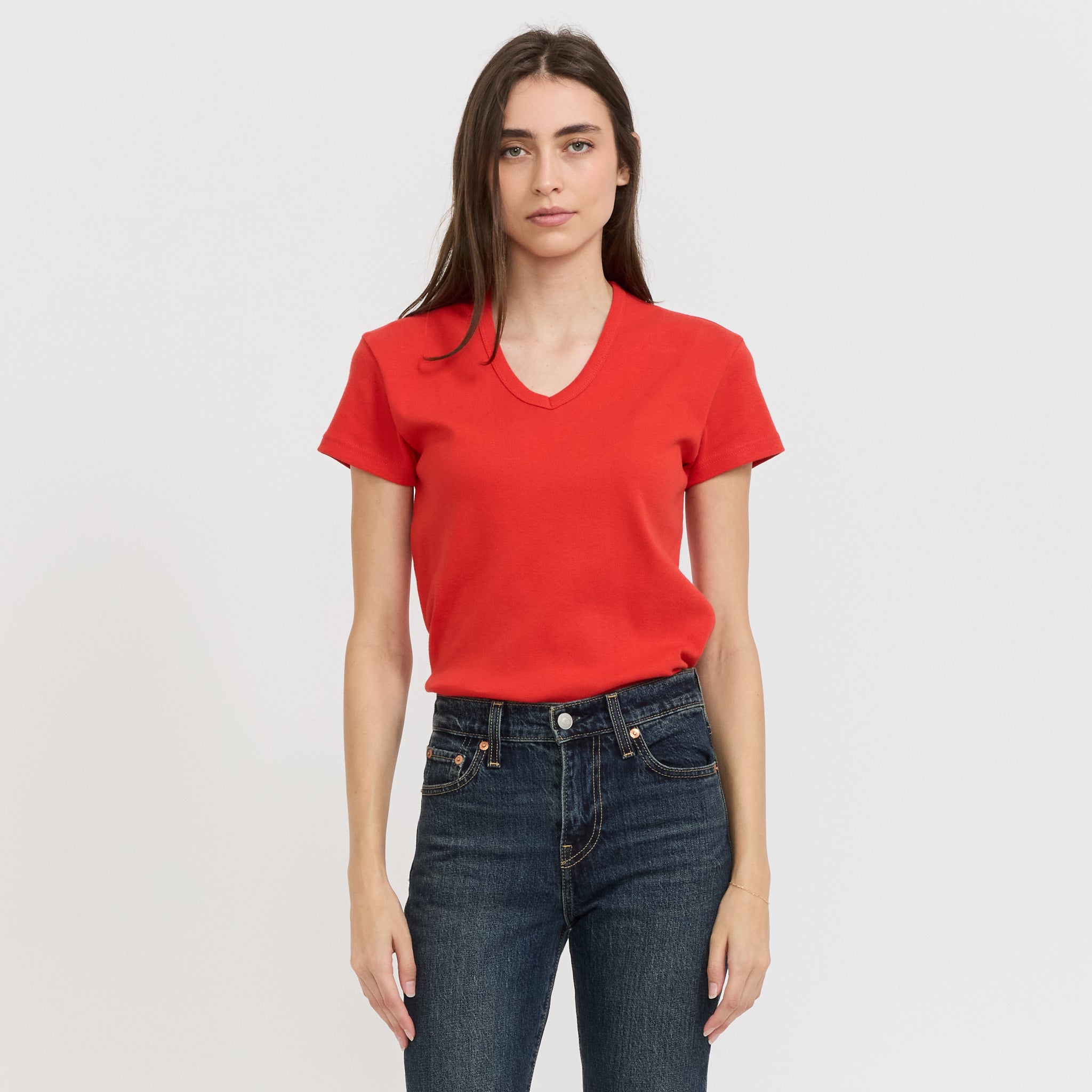 Nothing Written | 90s V-Neck T-Shirt Red | Maplestore