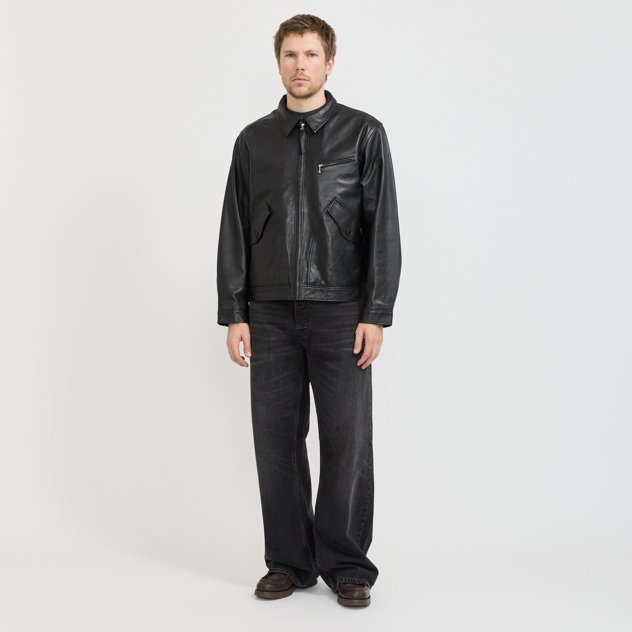 Nudie Jeans Co. | Blake Zip Leather Jacket Black | Maplestore