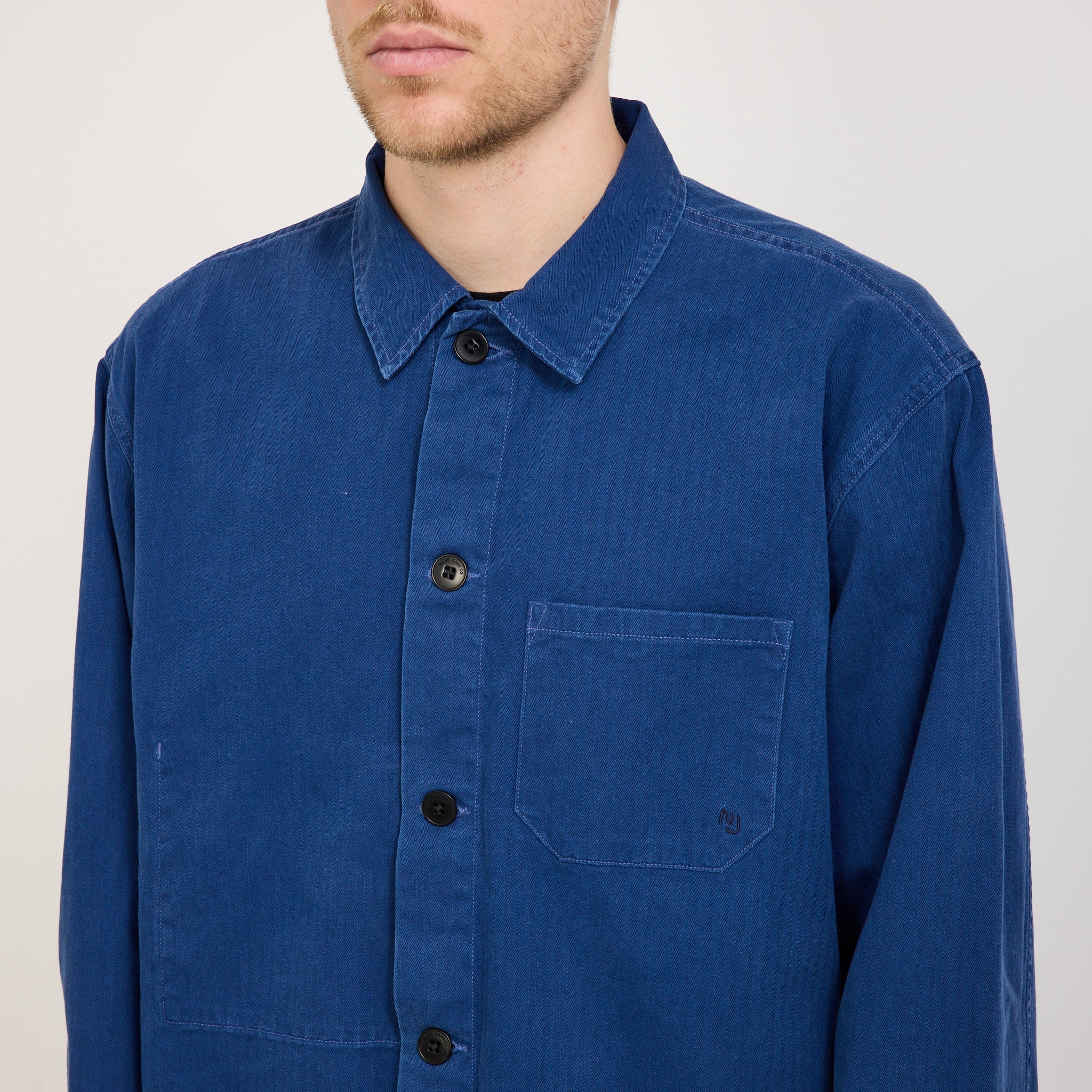 Nudie Jeans Co. | Buddy Herringbone Chore Jacket Blue | Maplestore