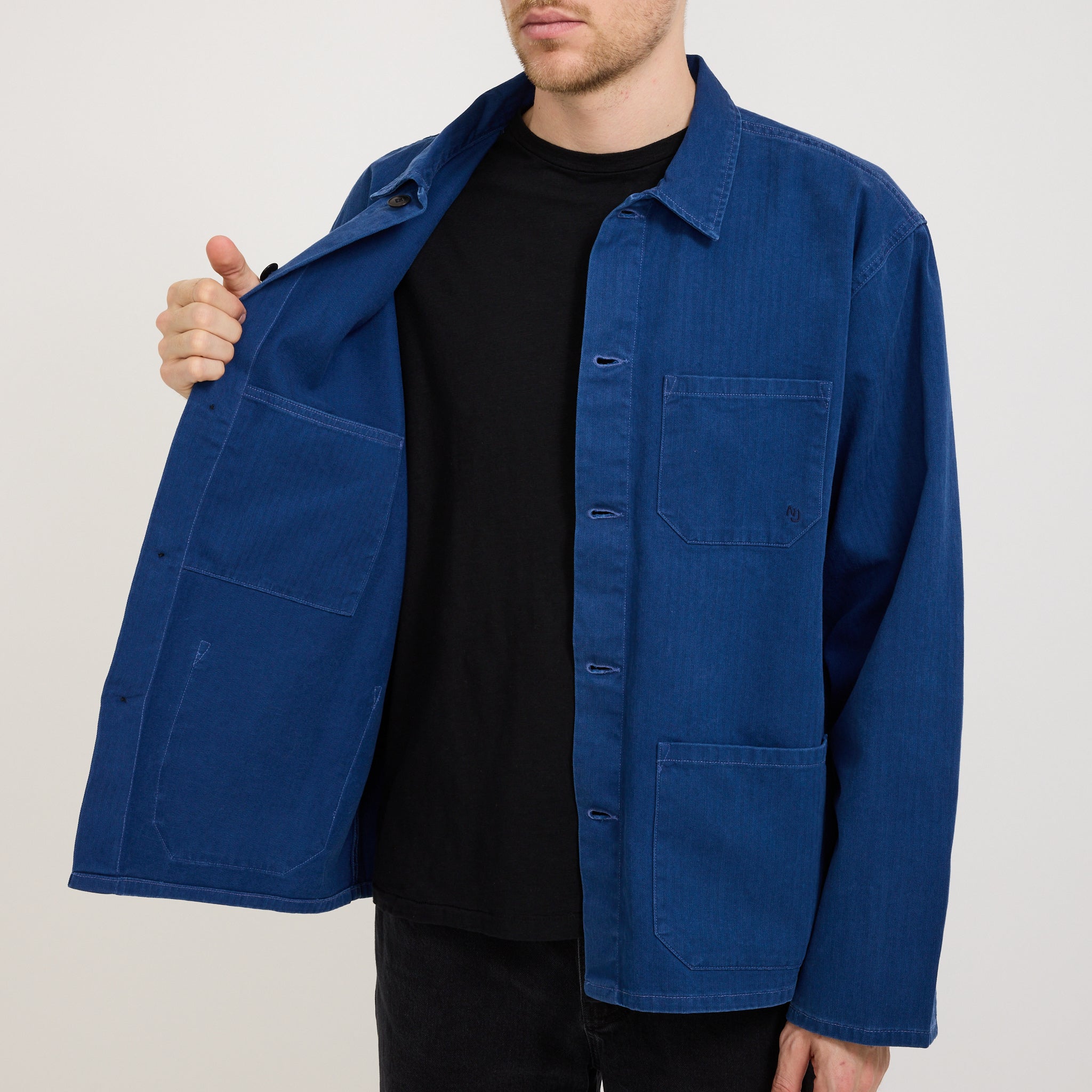 Nudie Jeans Co. | Buddy Herringbone Chore Jacket Blue | Maplestore
