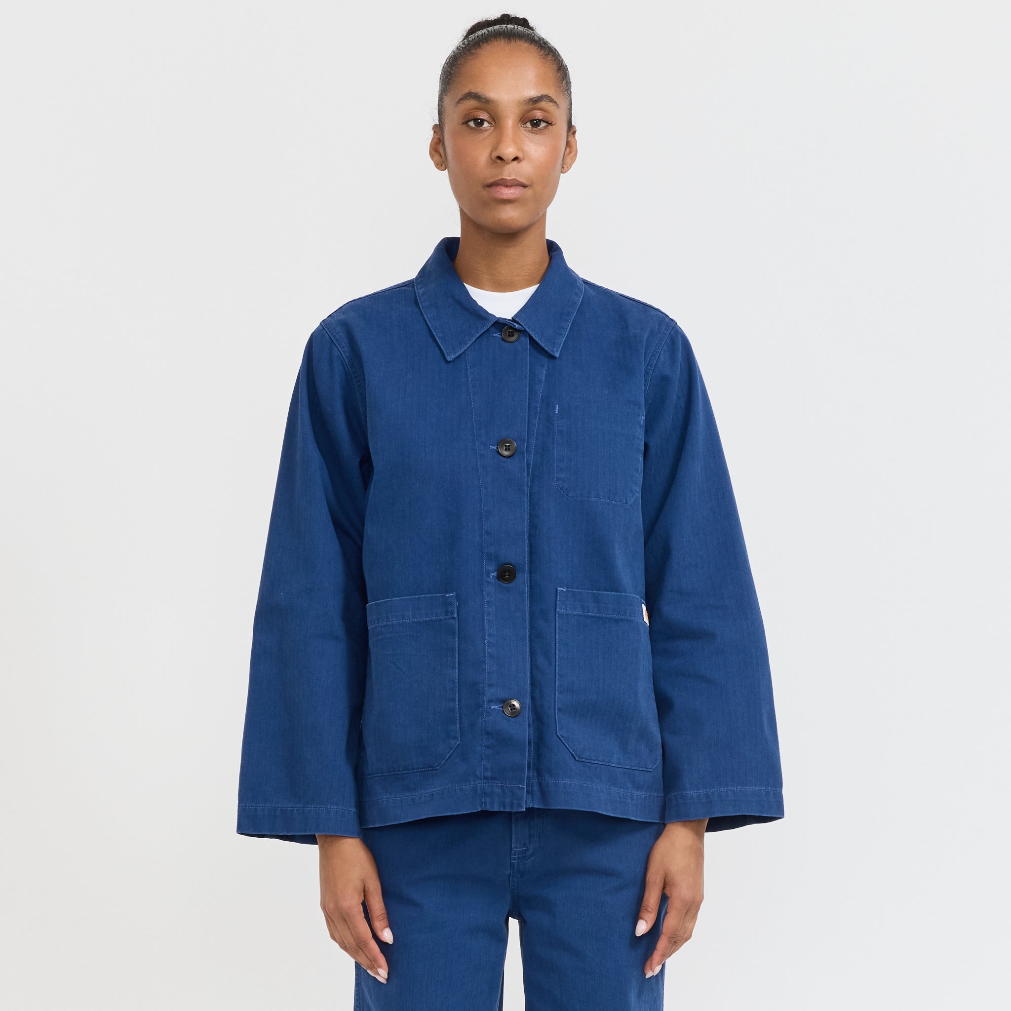 Nudie Jeans Co. | Lovis Herringbone Denim Jacket Blue | Maplestore