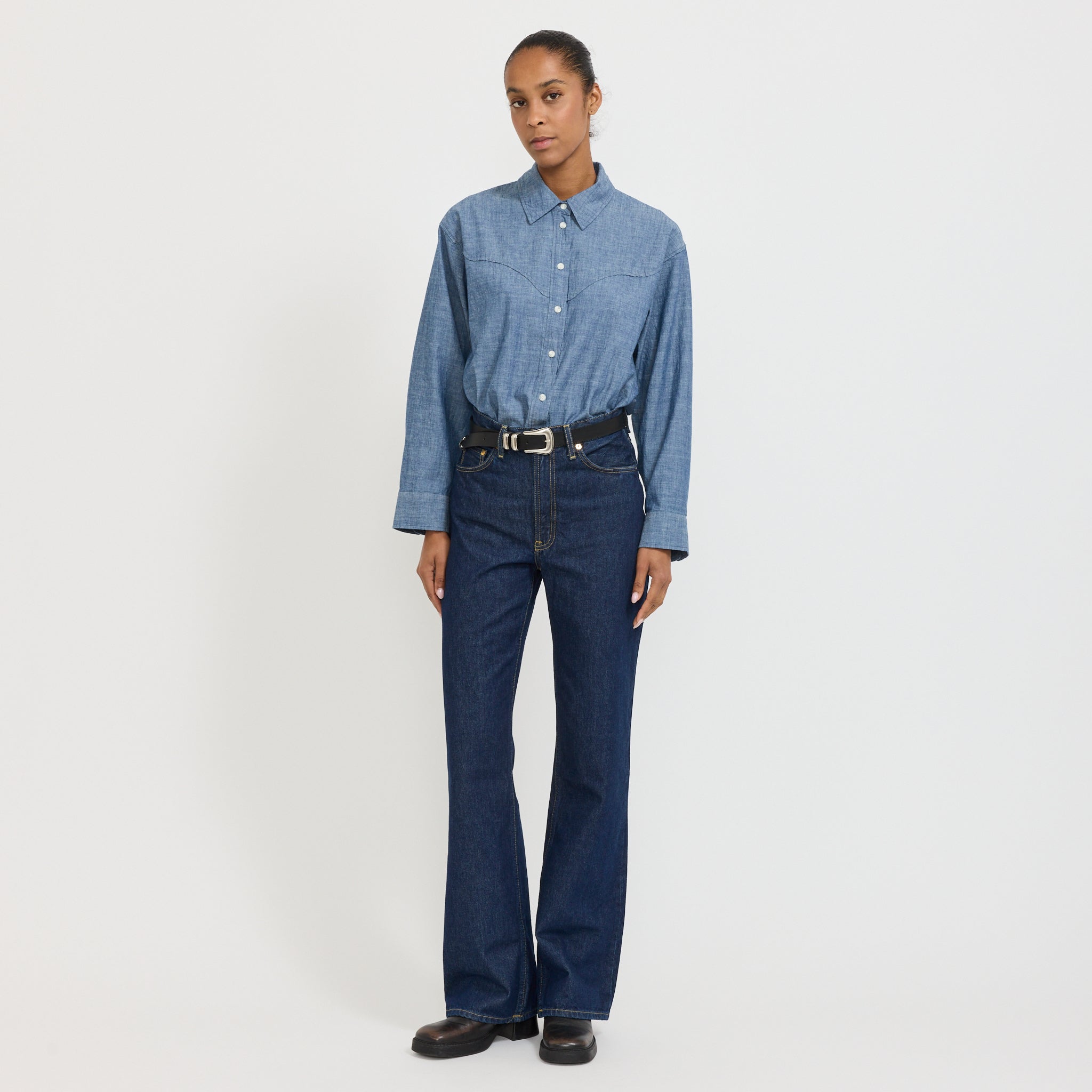 Daisy Chambray Western Shirt Blue