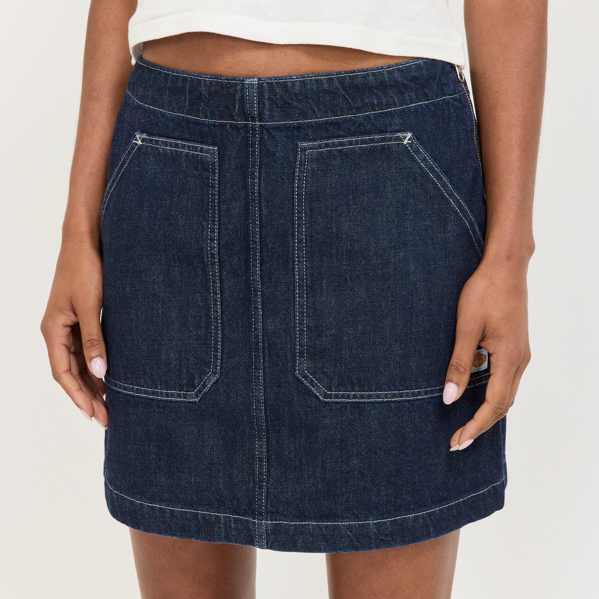 Elvy Workwear Denim Skirt Dark Blue