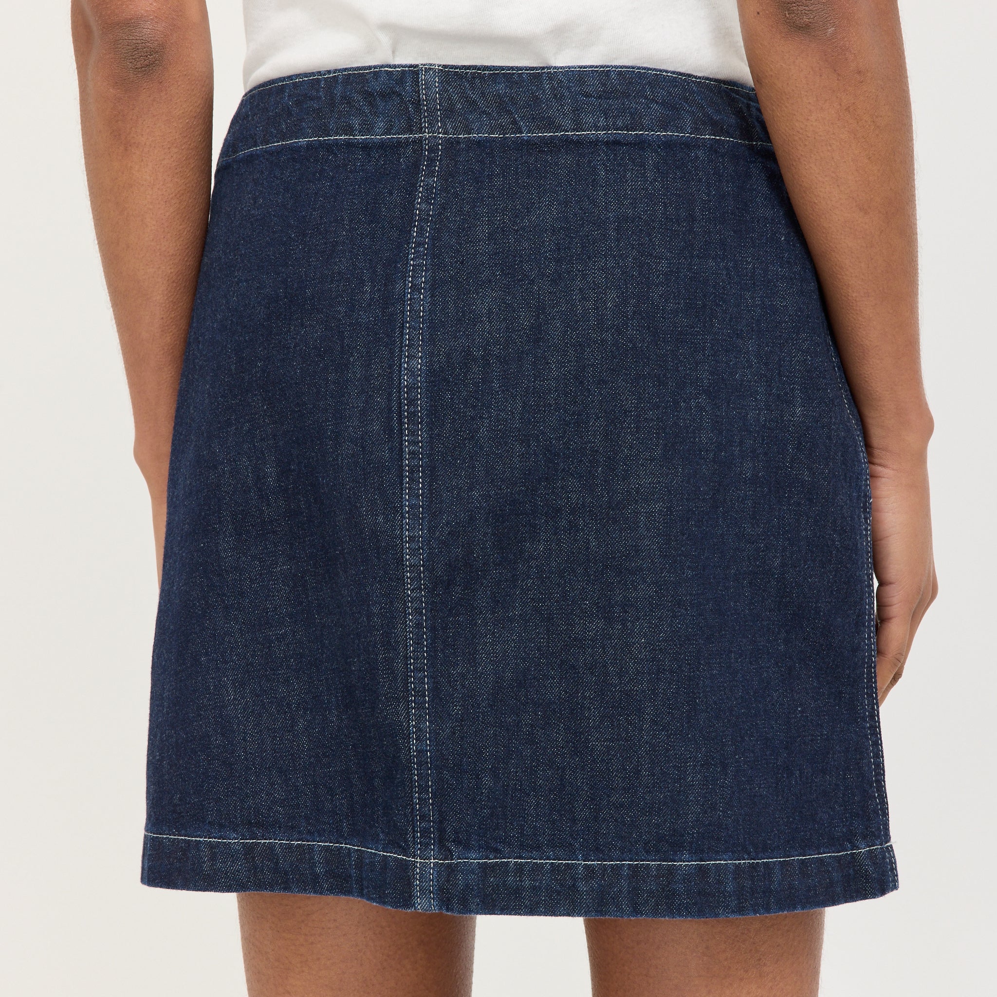 Elvy Workwear Denim Skirt Dark Blue