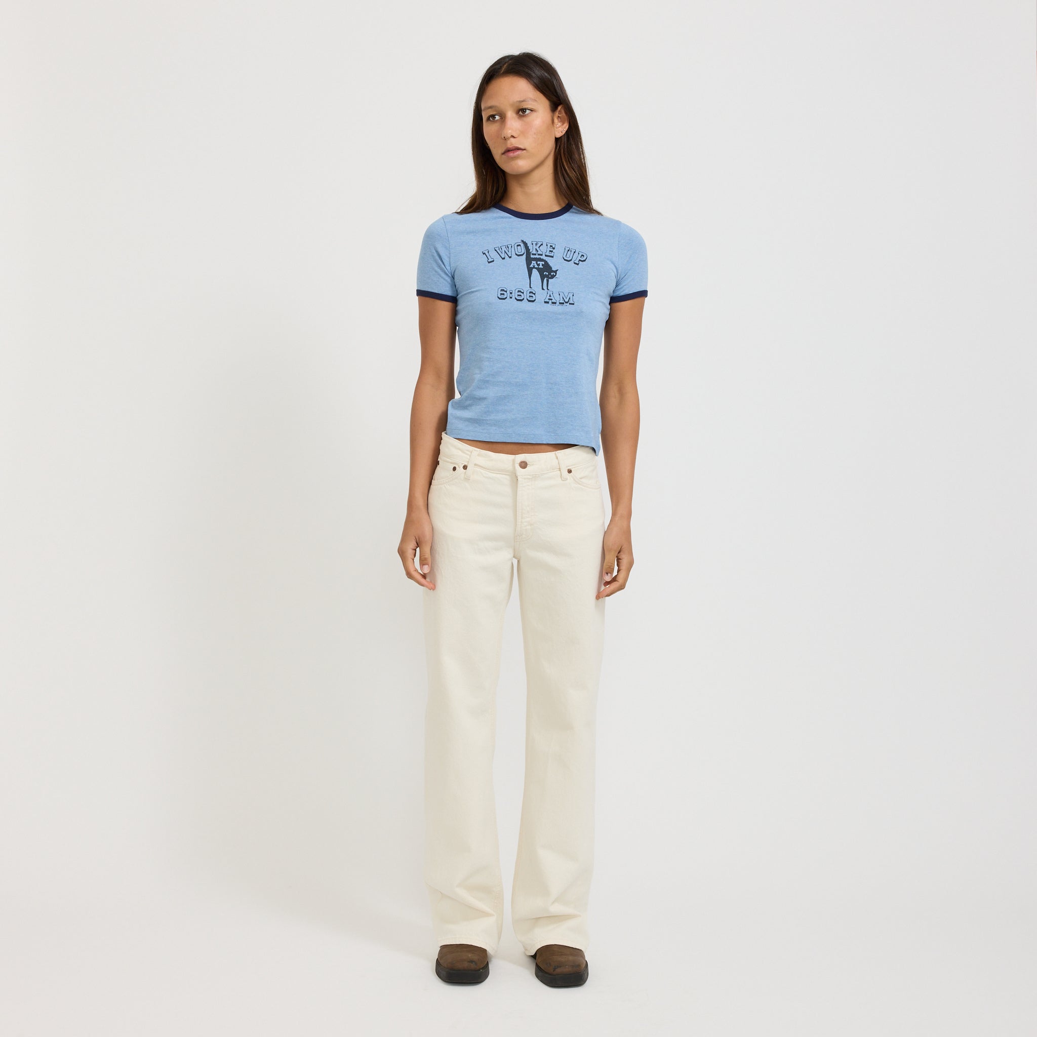 Nudie Jeans Co. | Eve 6-66 Ringer T-Shirt Bluemelange | Maplestore