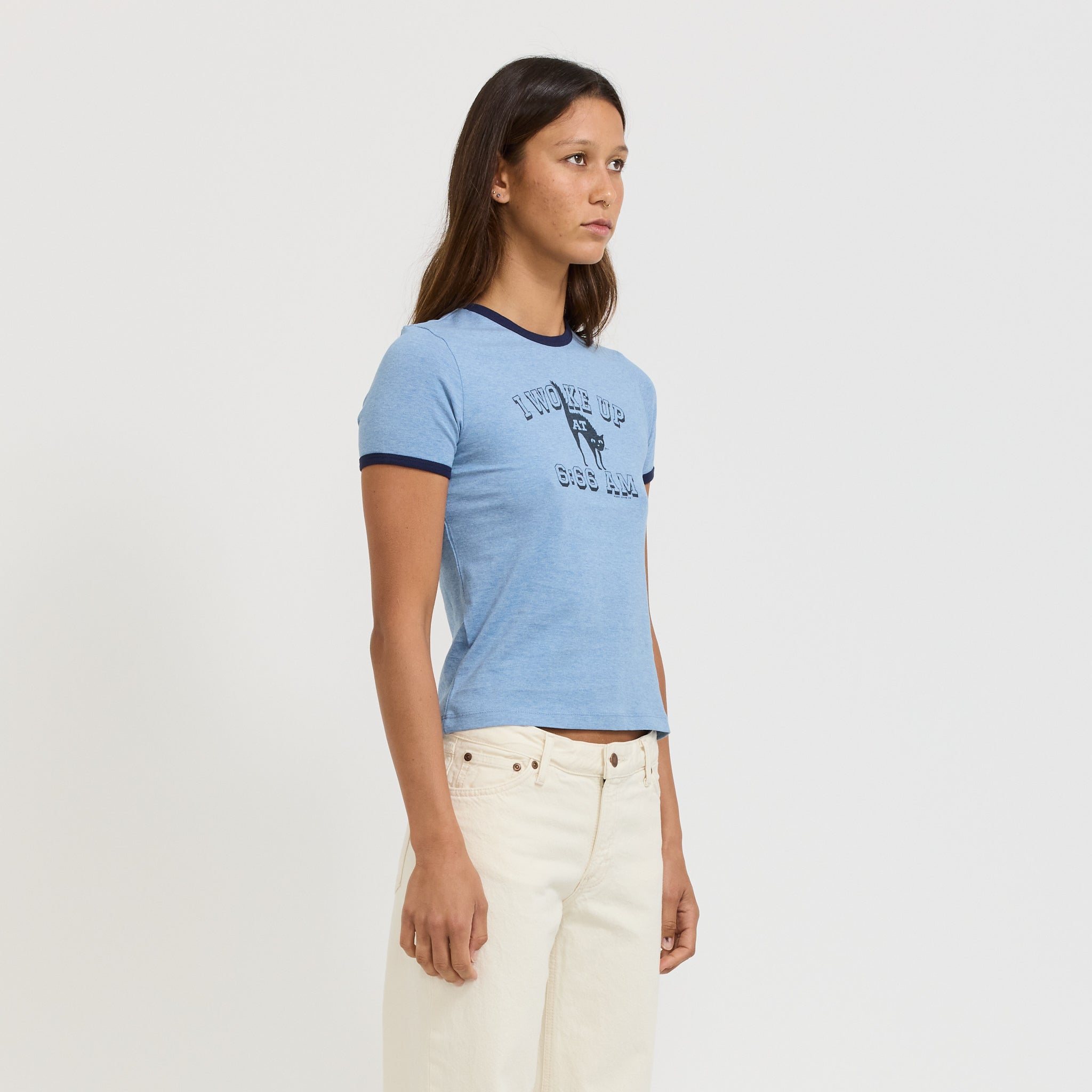 Nudie Jeans Co. | Eve 6-66 Ringer T-Shirt Bluemelange | Maplestore