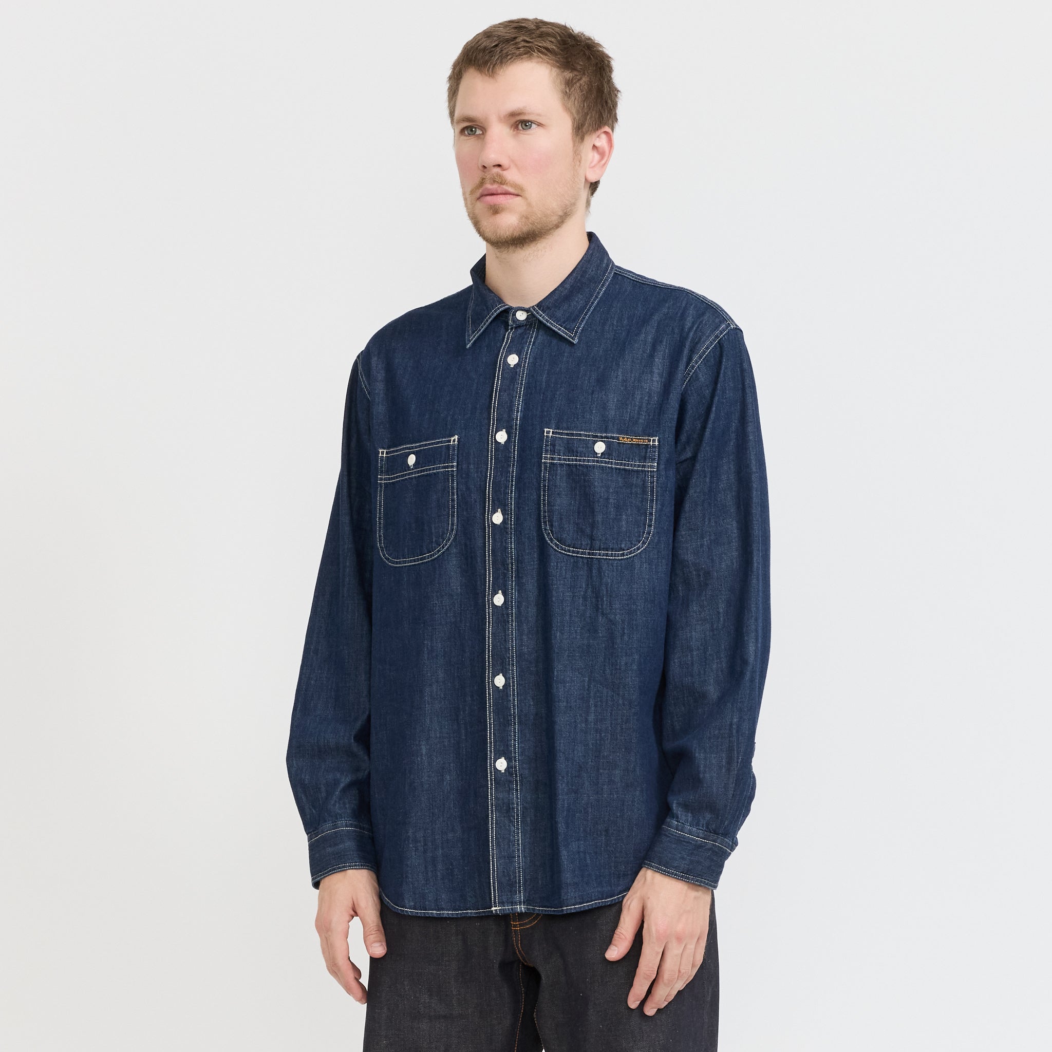 Nudie Jeans Co. | Julian Denim Shirt Rinsed Blue | Maplestore