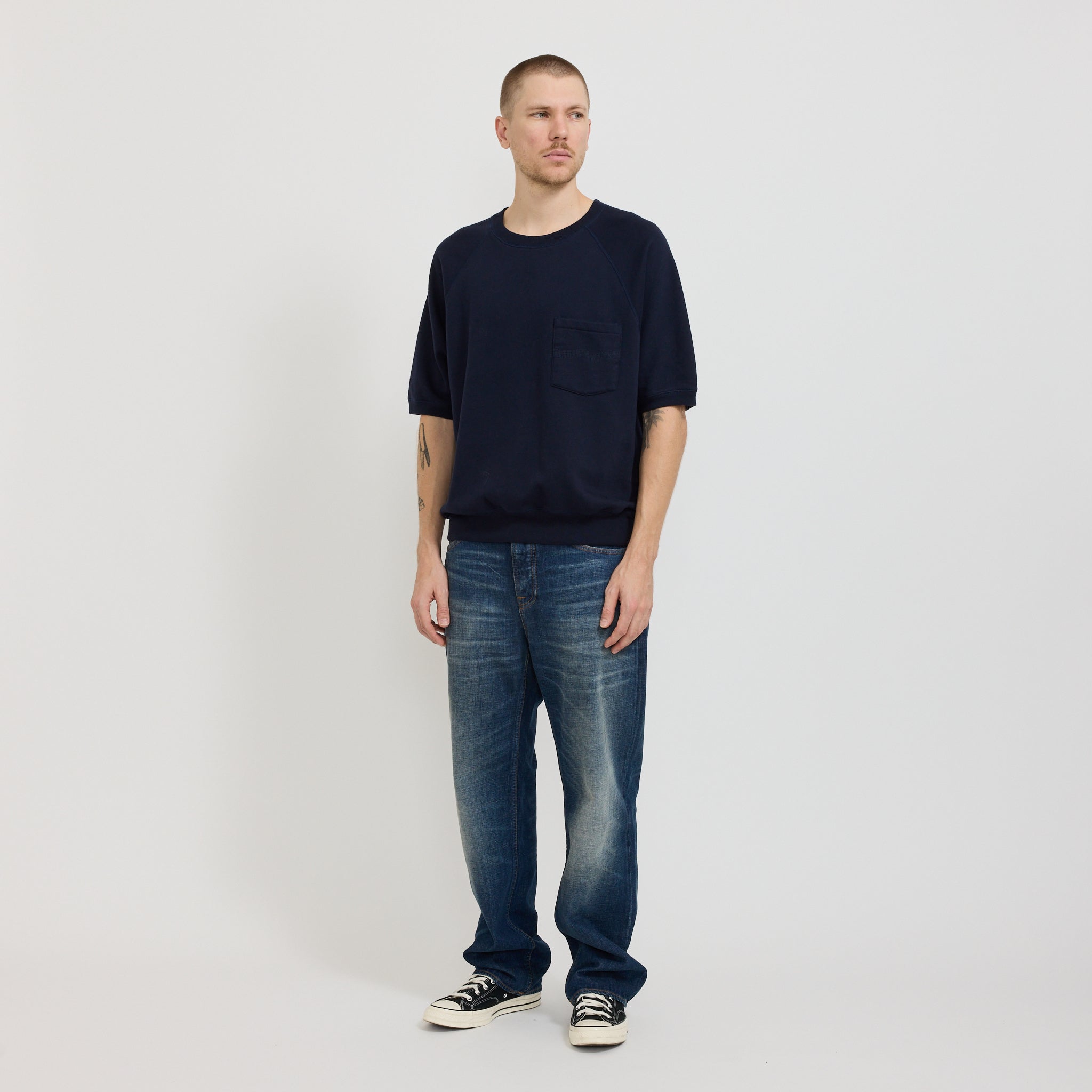 Nudie Jeans Co. | Kaj Short Sleeved Sweatshirt Blueberry | Maplestore