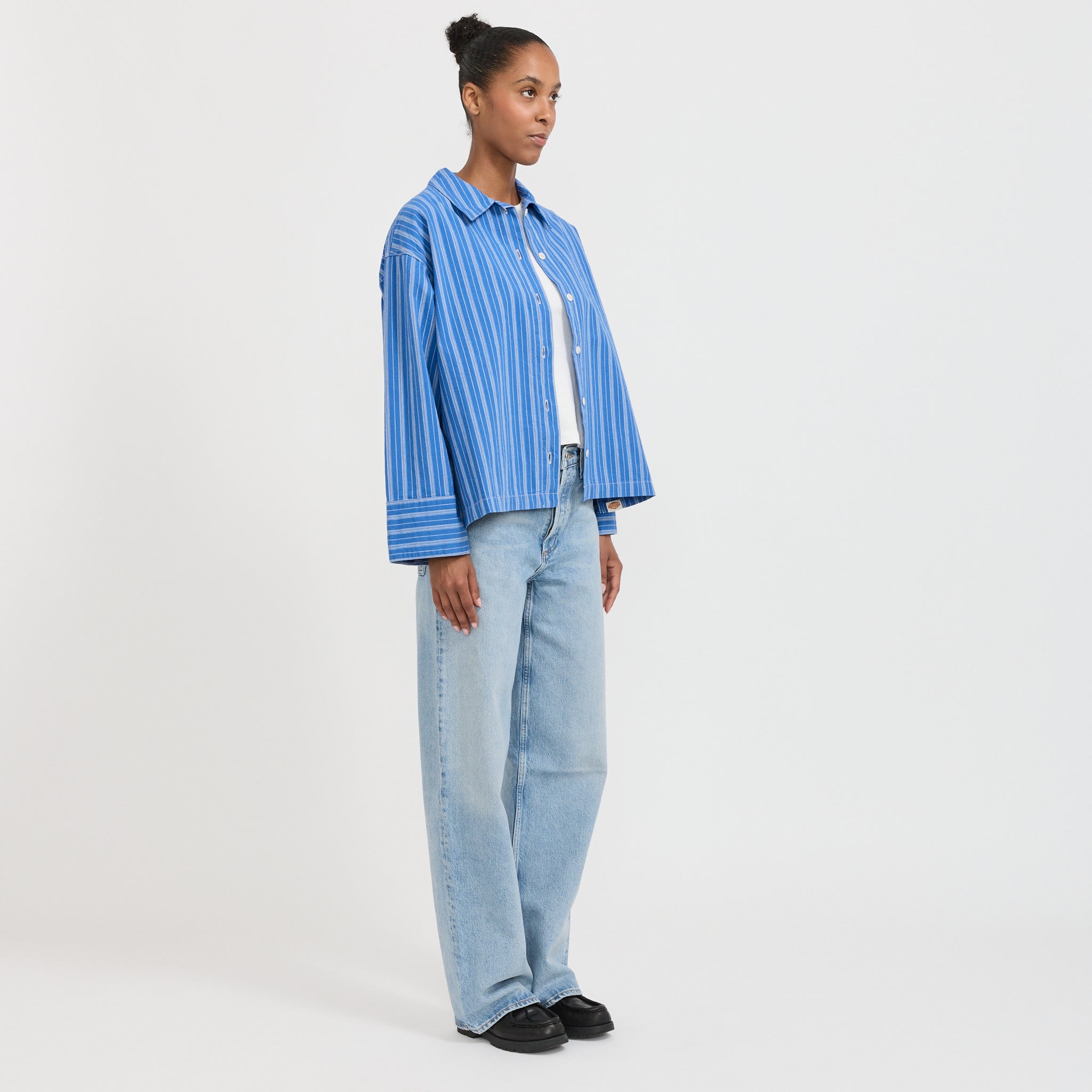 Nudie Jeans Co. | Jutta Shirt Striped Blue/Off White | Maplestore