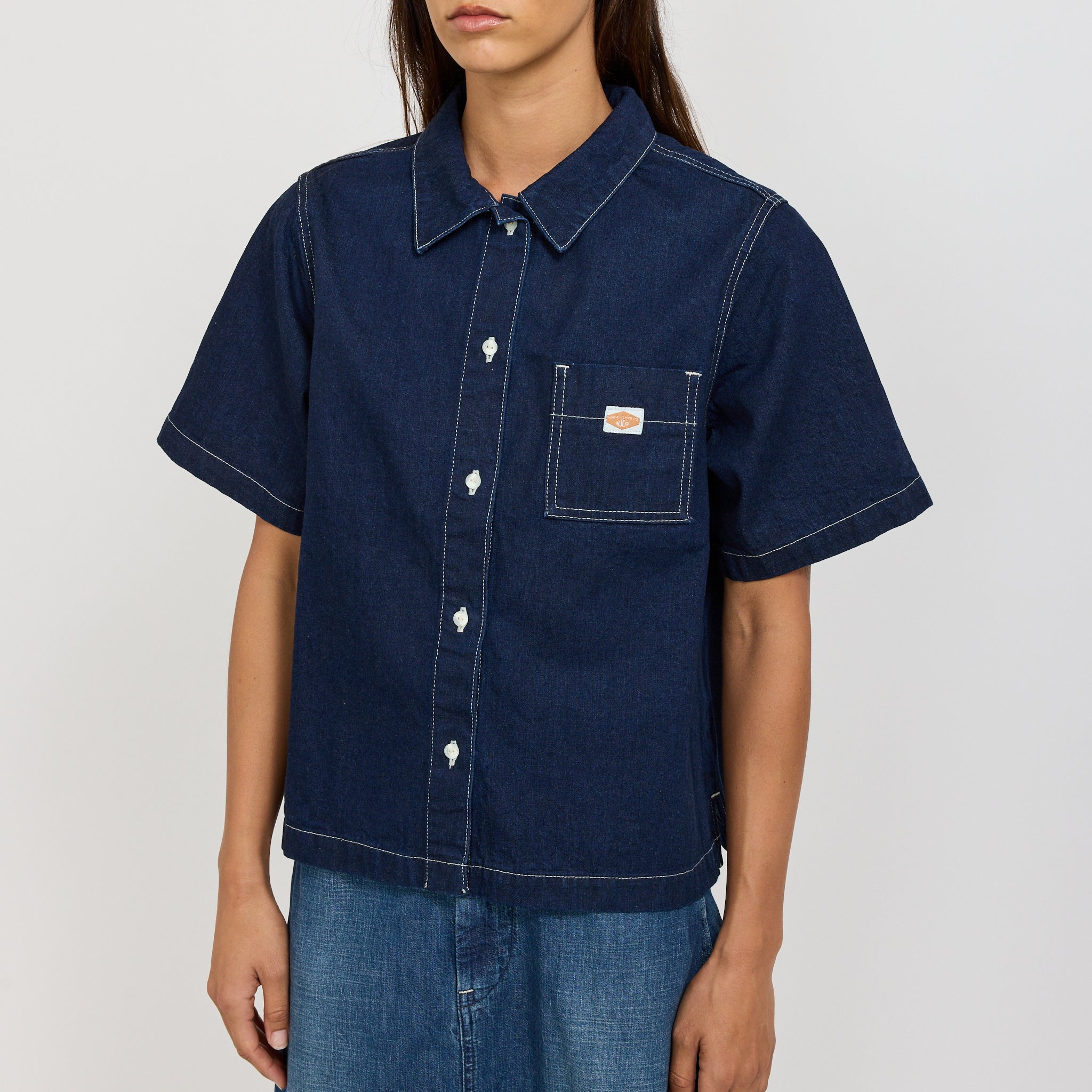 Nudie Jeans Co. | Lina Painter Denim Shirt Dark Blue | Maplestore