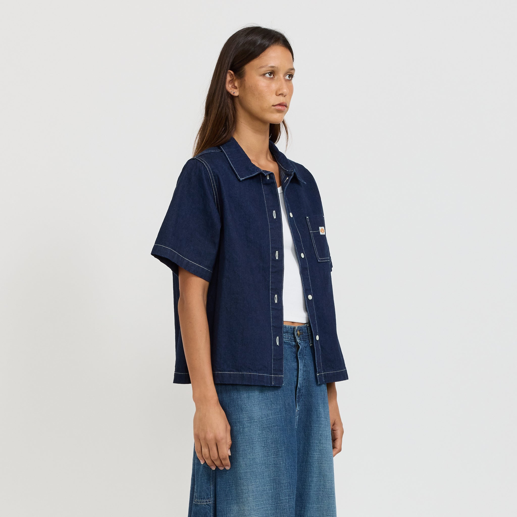 Nudie Jeans Co. | Lina Painter Denim Shirt Dark Blue | Maplestore