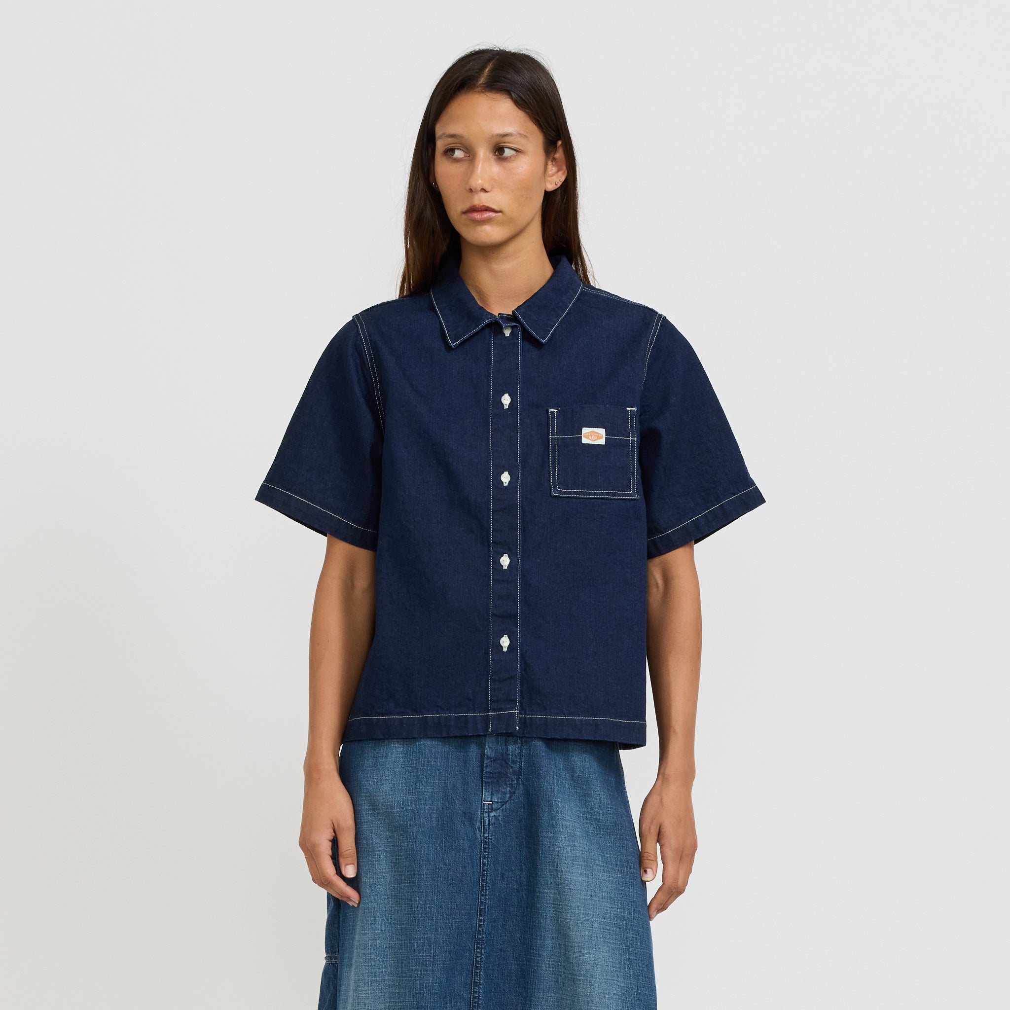 Nudie Jeans Co. | Lina Painter Denim Shirt Dark Blue | Maplestore