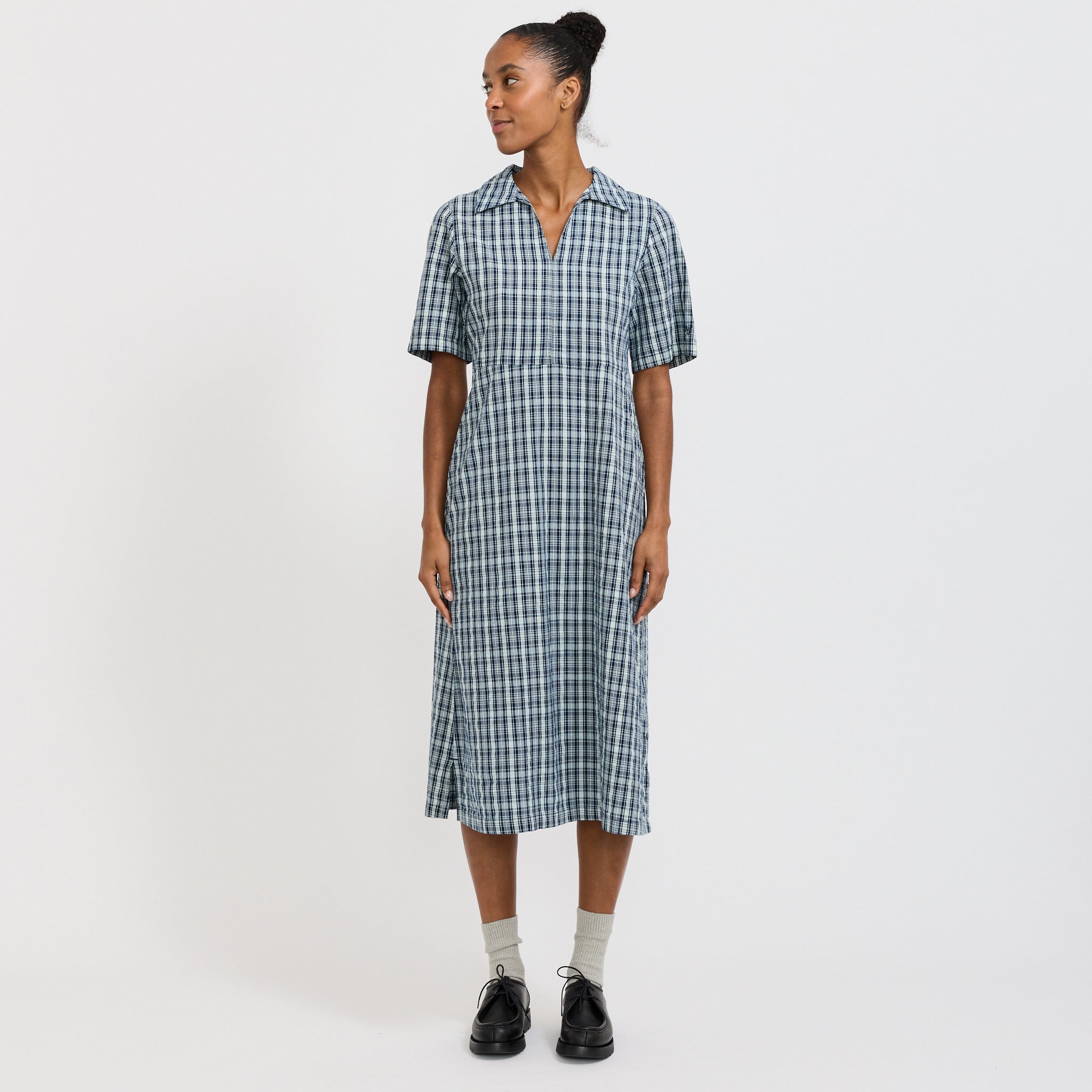 Ronja Dress Indigo Seersucker