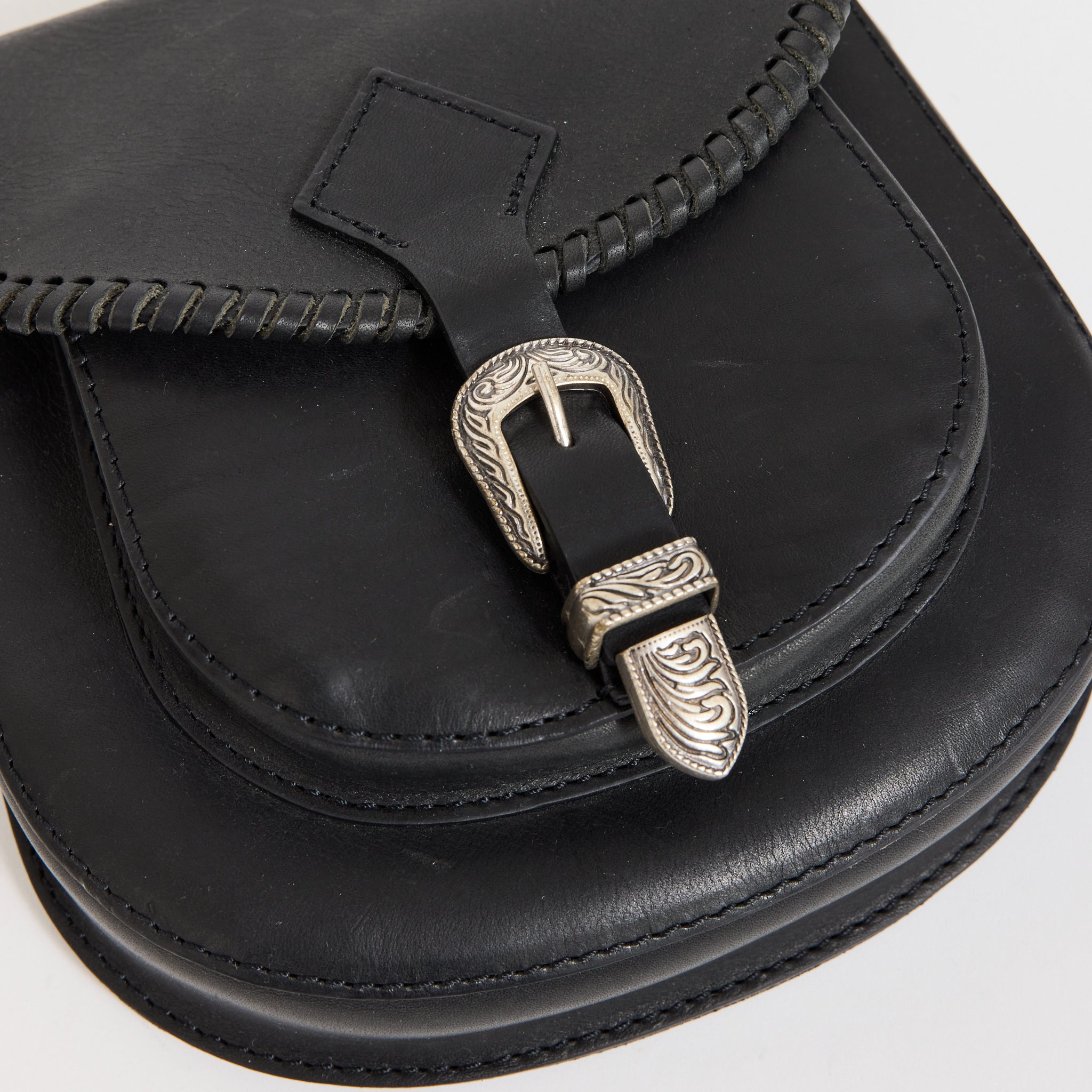 Western Leather Saddle Bag Black