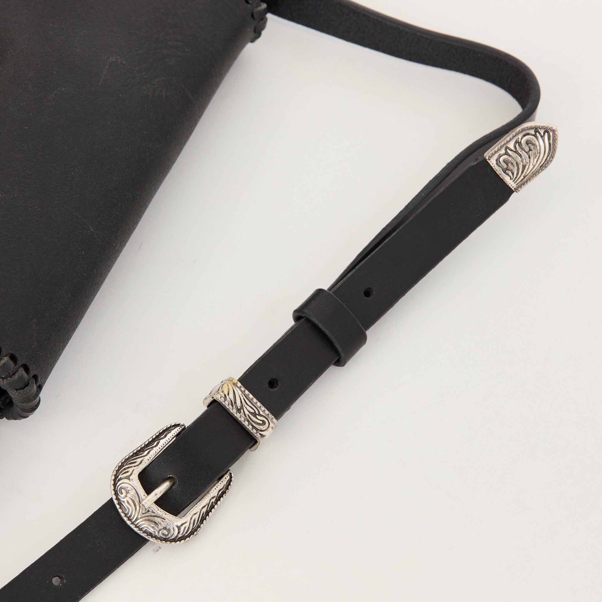 Western Leather Saddle Bag Black