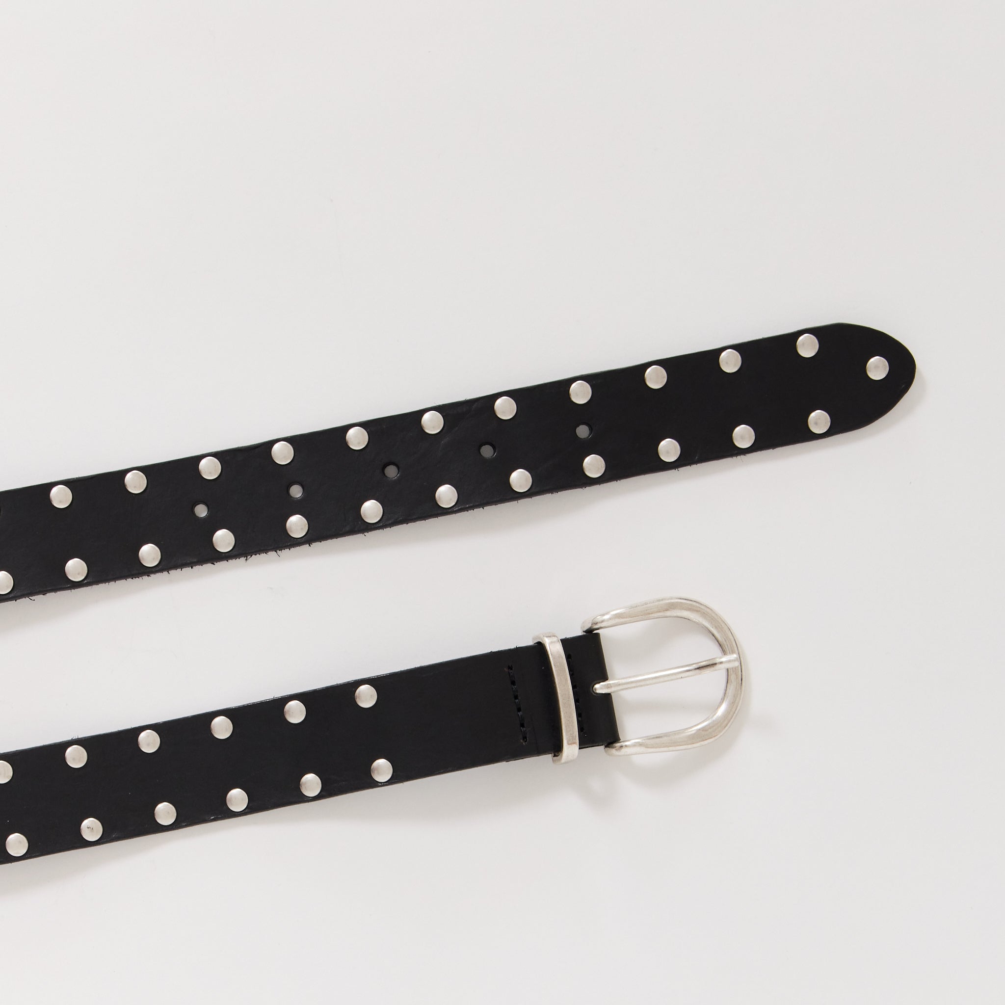 Silver Studded Leather Belt Black