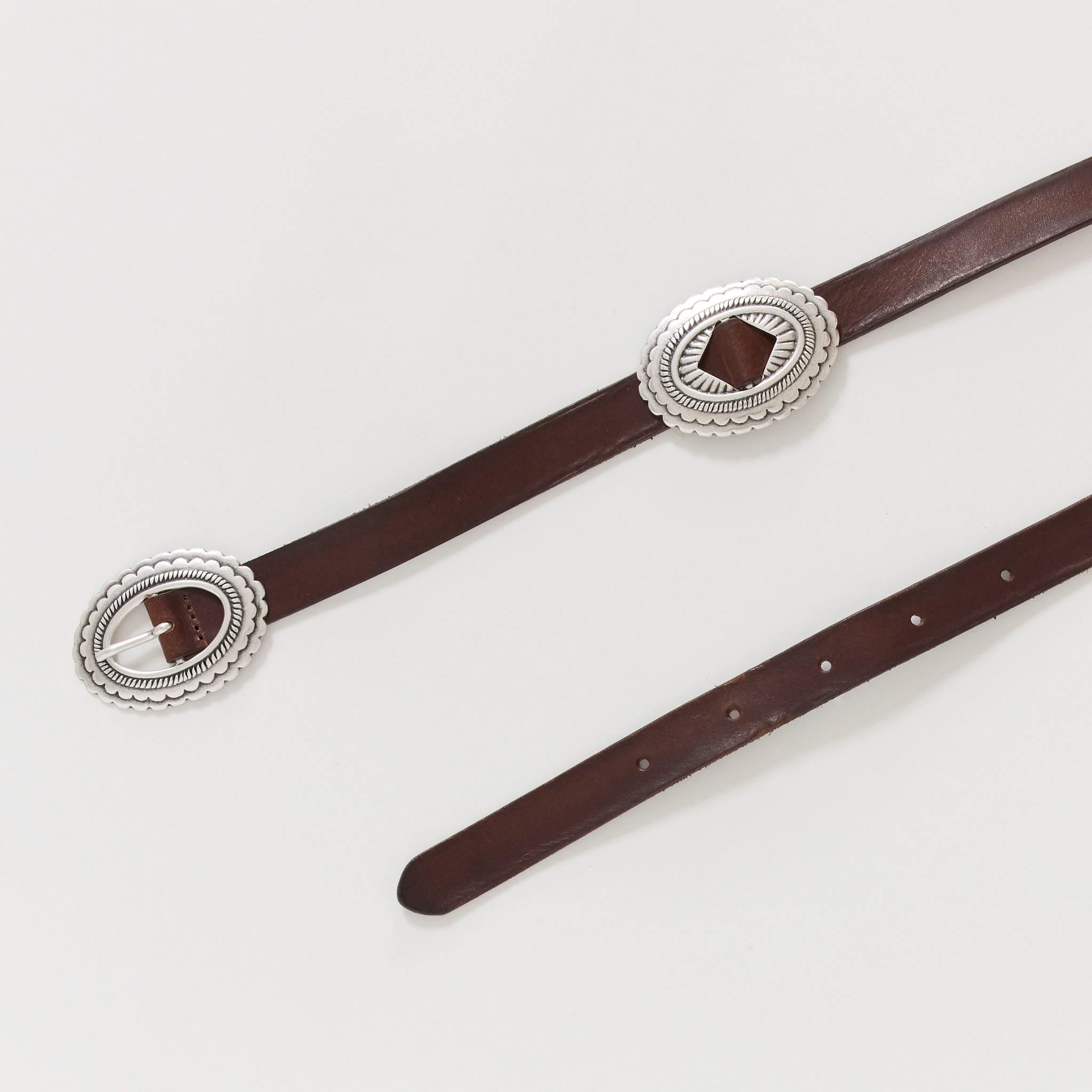 Western Concho Silver Belt Dark Brown