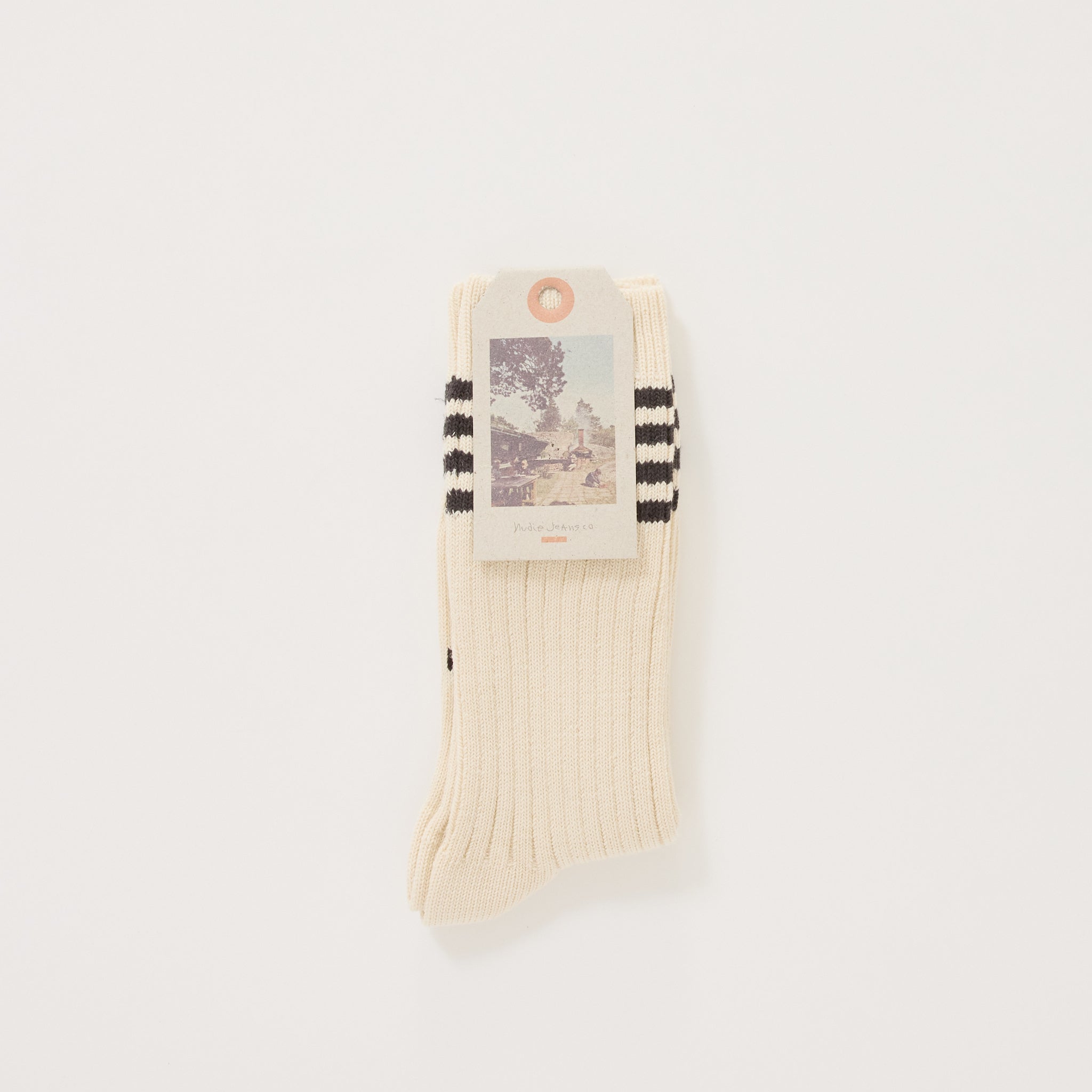 Women Tennis Socks Stripe Off White/Black