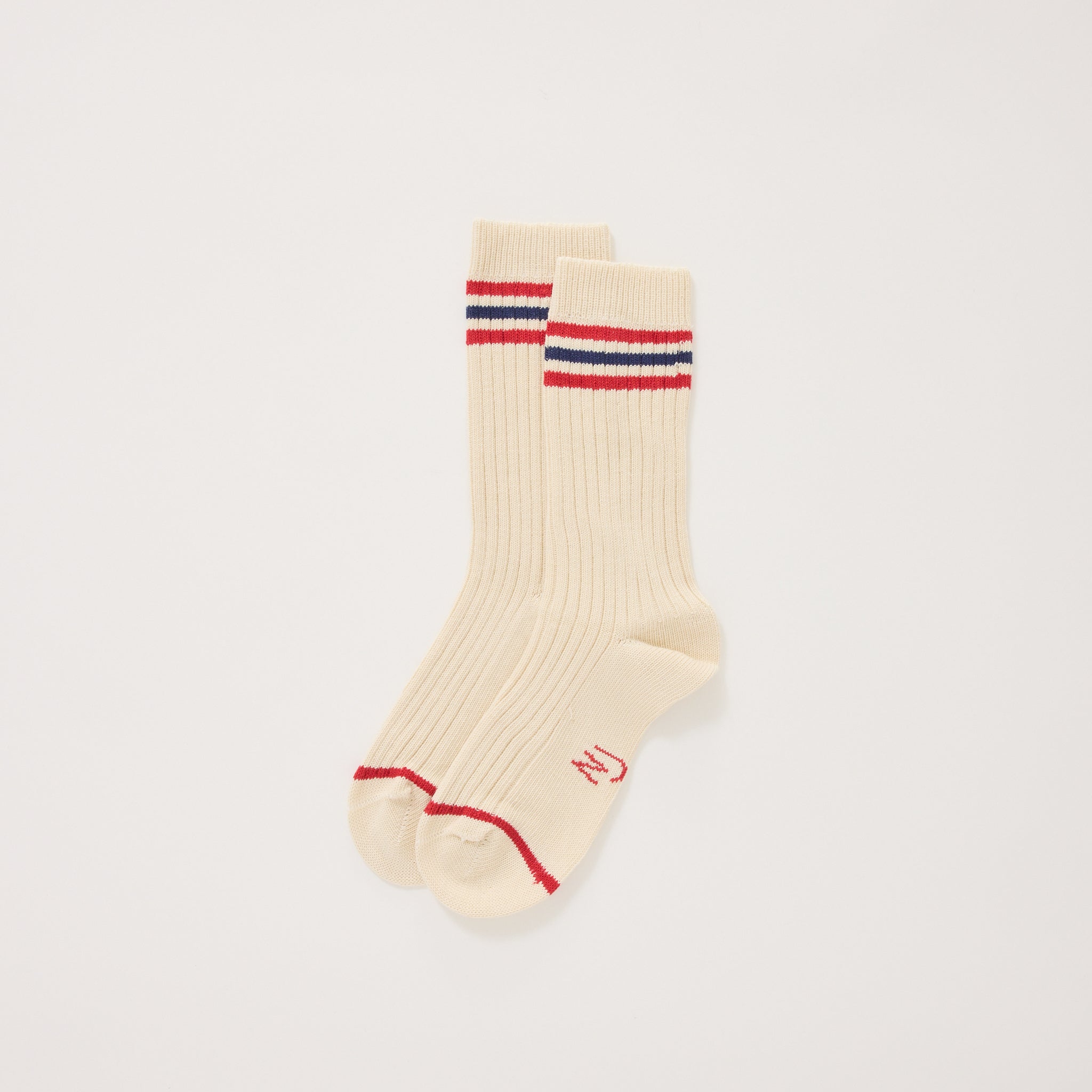 Women Tennis Socks Retro Off White/Red