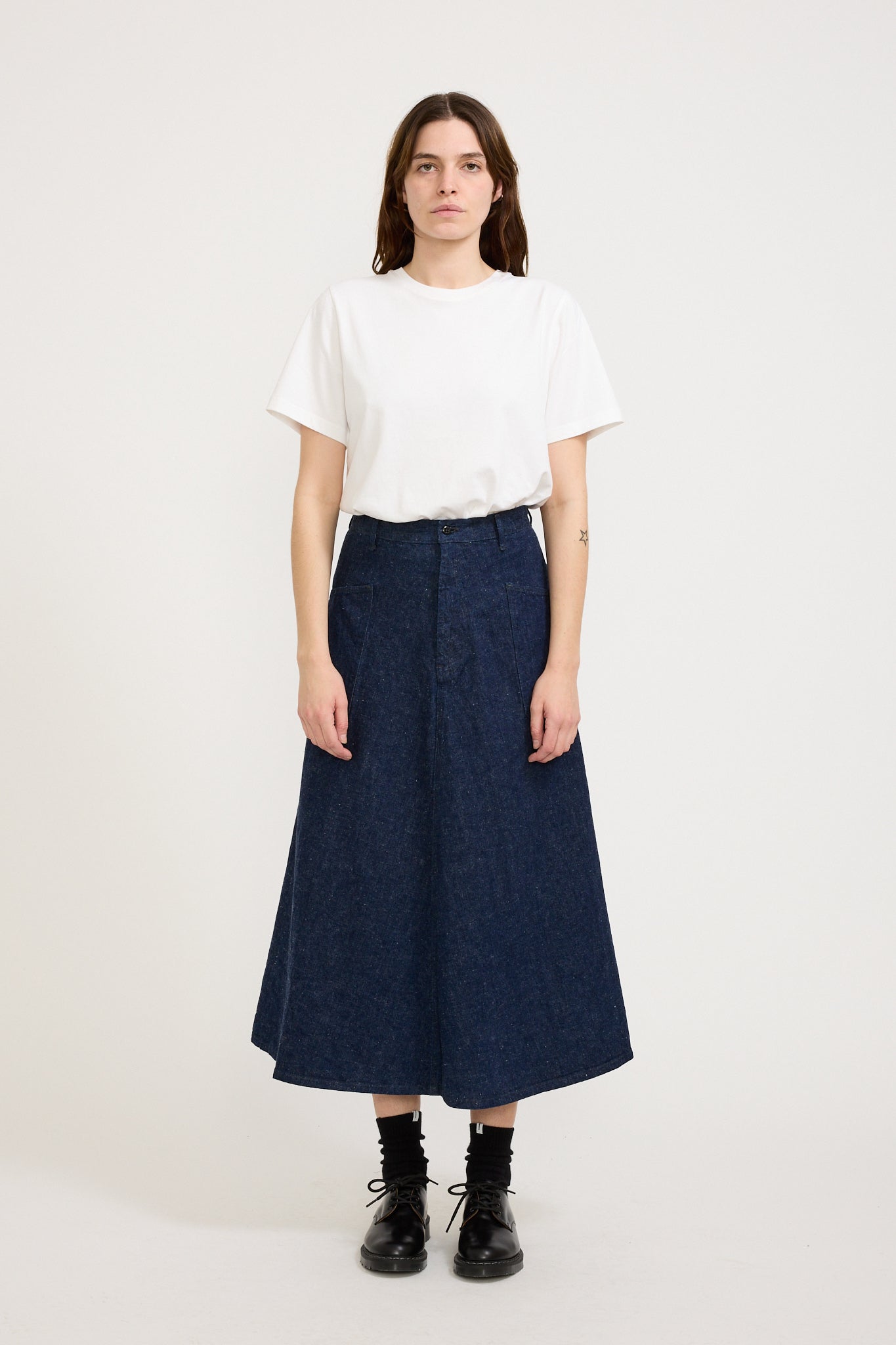 Orslow | US Navy Side Seamless Denim Long Skirt | Maplestore