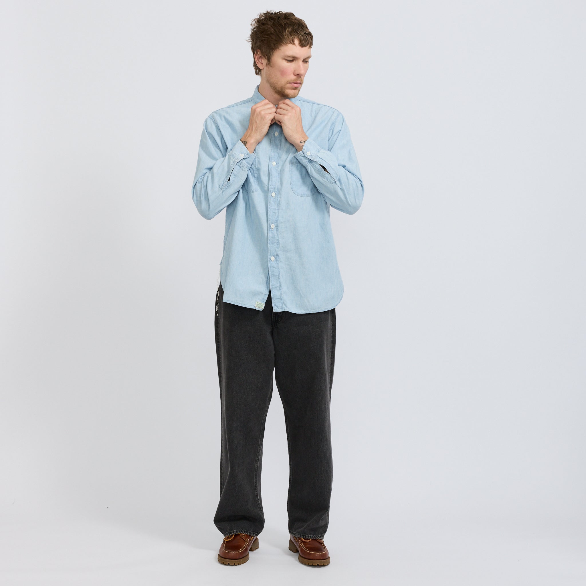 Relax Fit Chambray Work Shirt Chambray Bleached