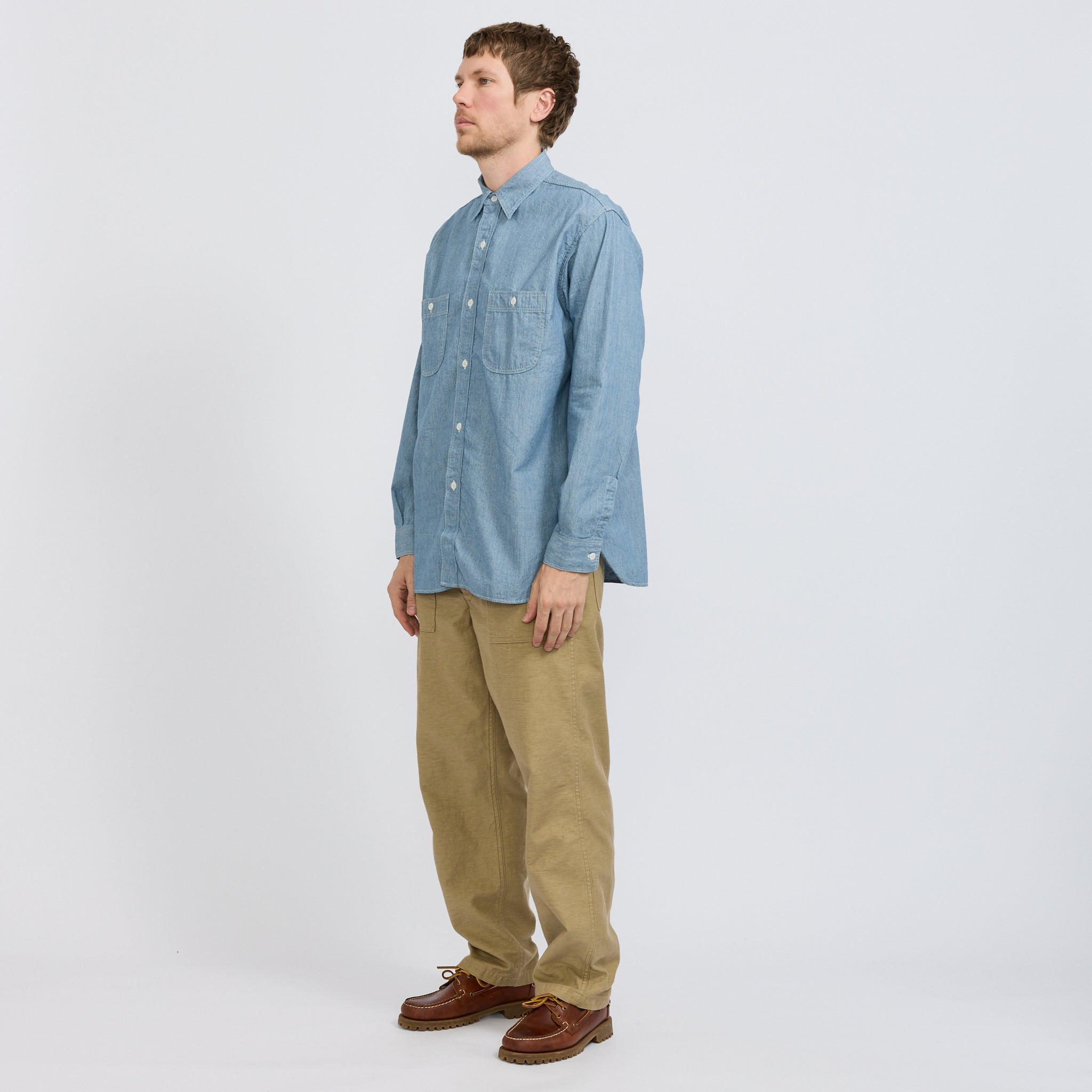 Relax Fit Chambray Work Shirt Hickory