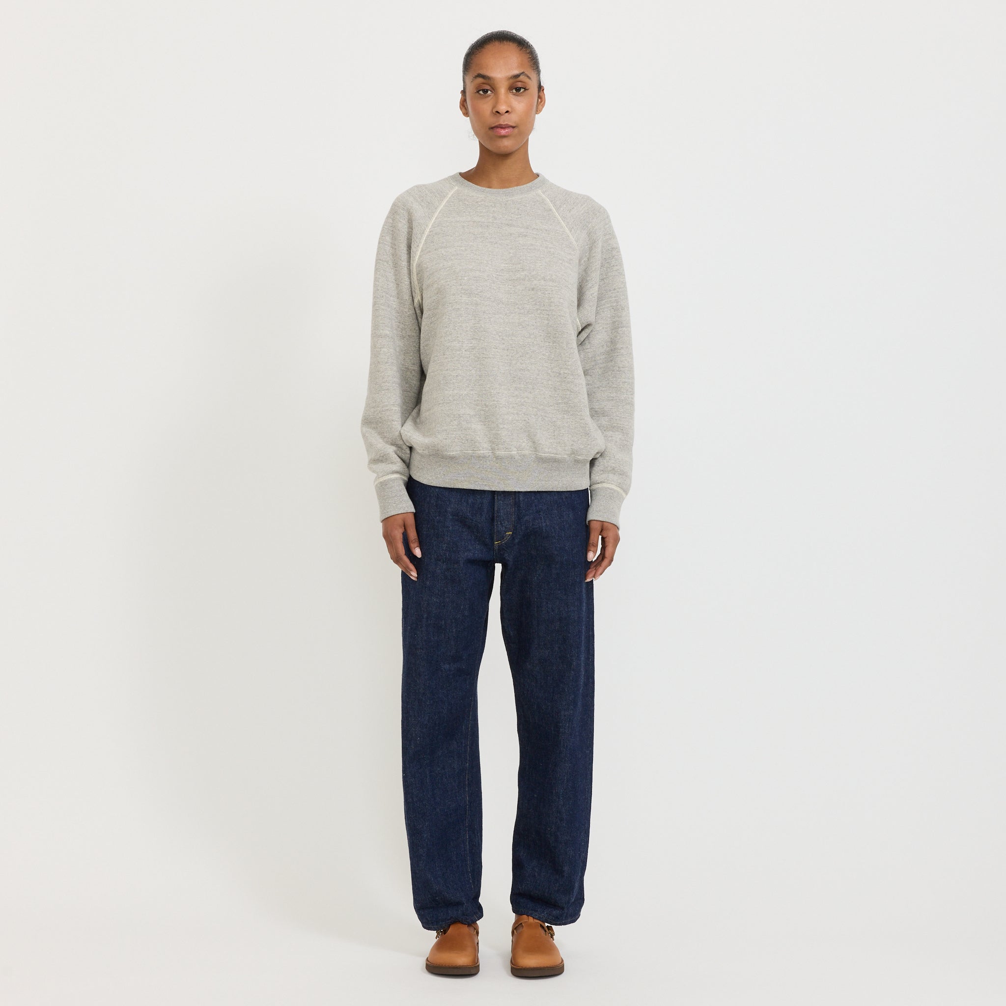 Crew Neck Sweat Shirt Heather Gray Womens