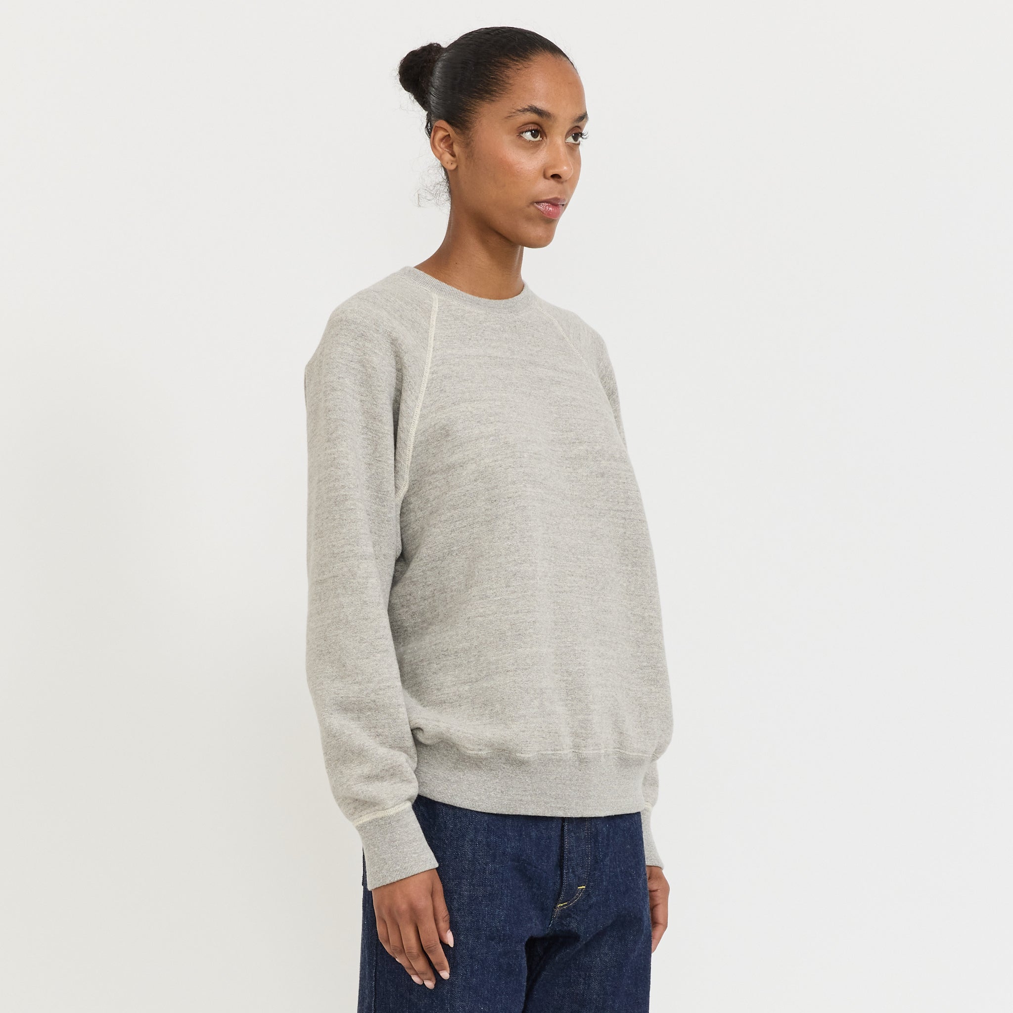 Crew Neck Sweat Shirt Heather Gray Womens