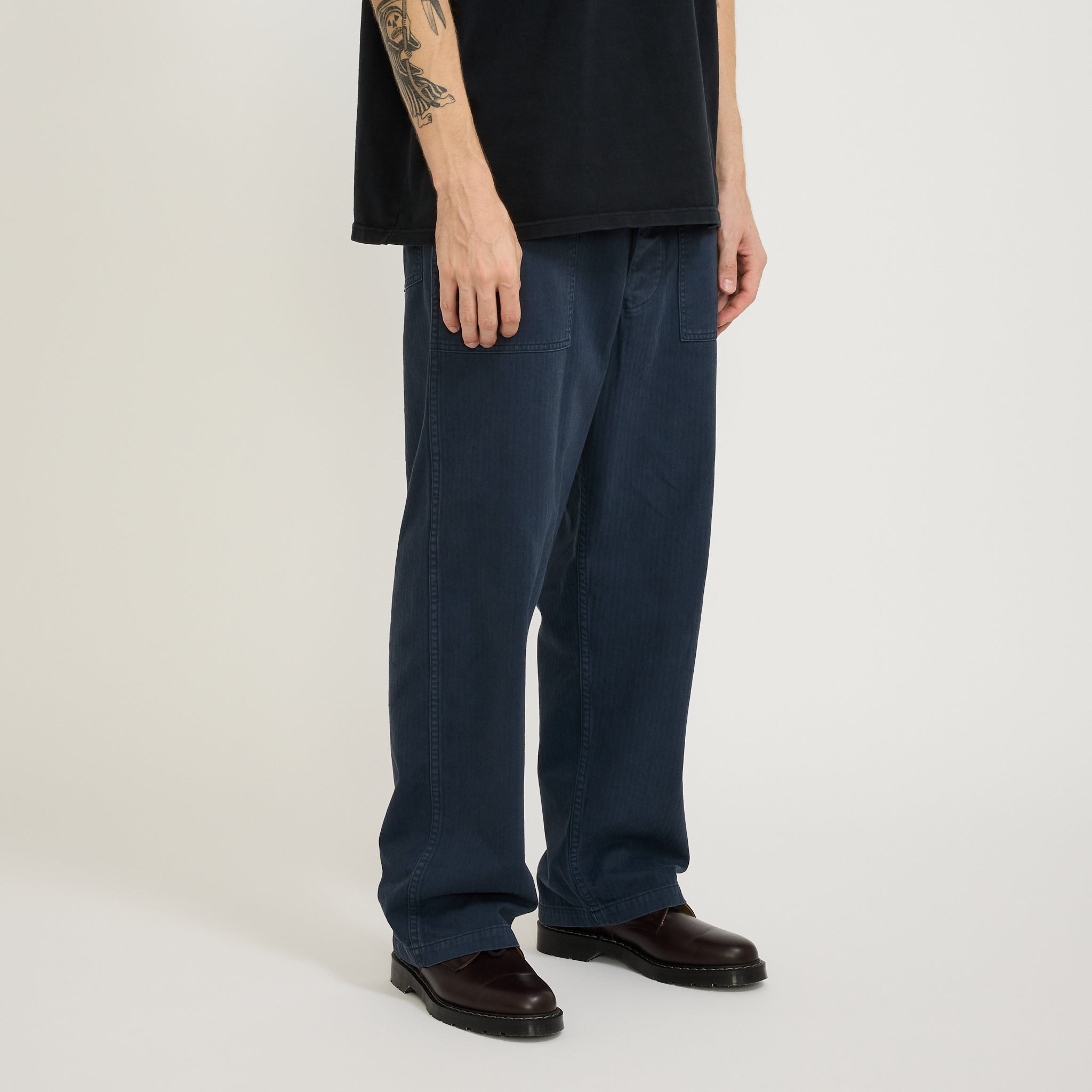 Orslow | Herringbone Twill Summer Fatigue Pants Navy | Maplestore
