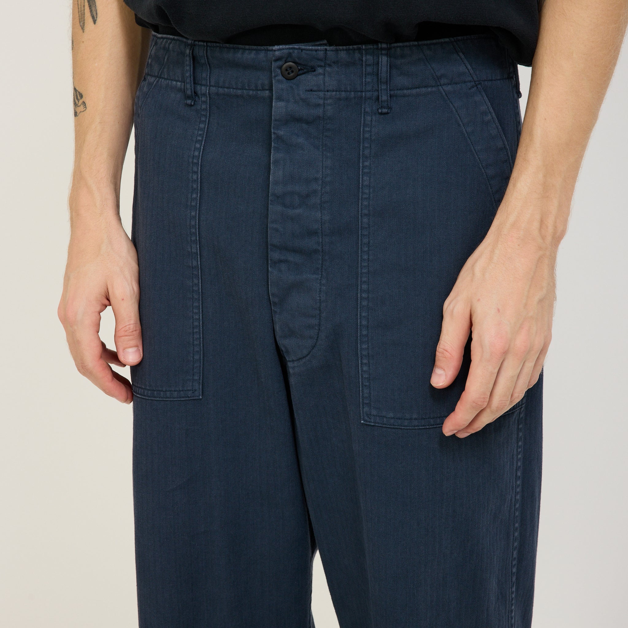 Orslow | Herringbone Twill Summer Fatigue Pants Navy | Maplestore