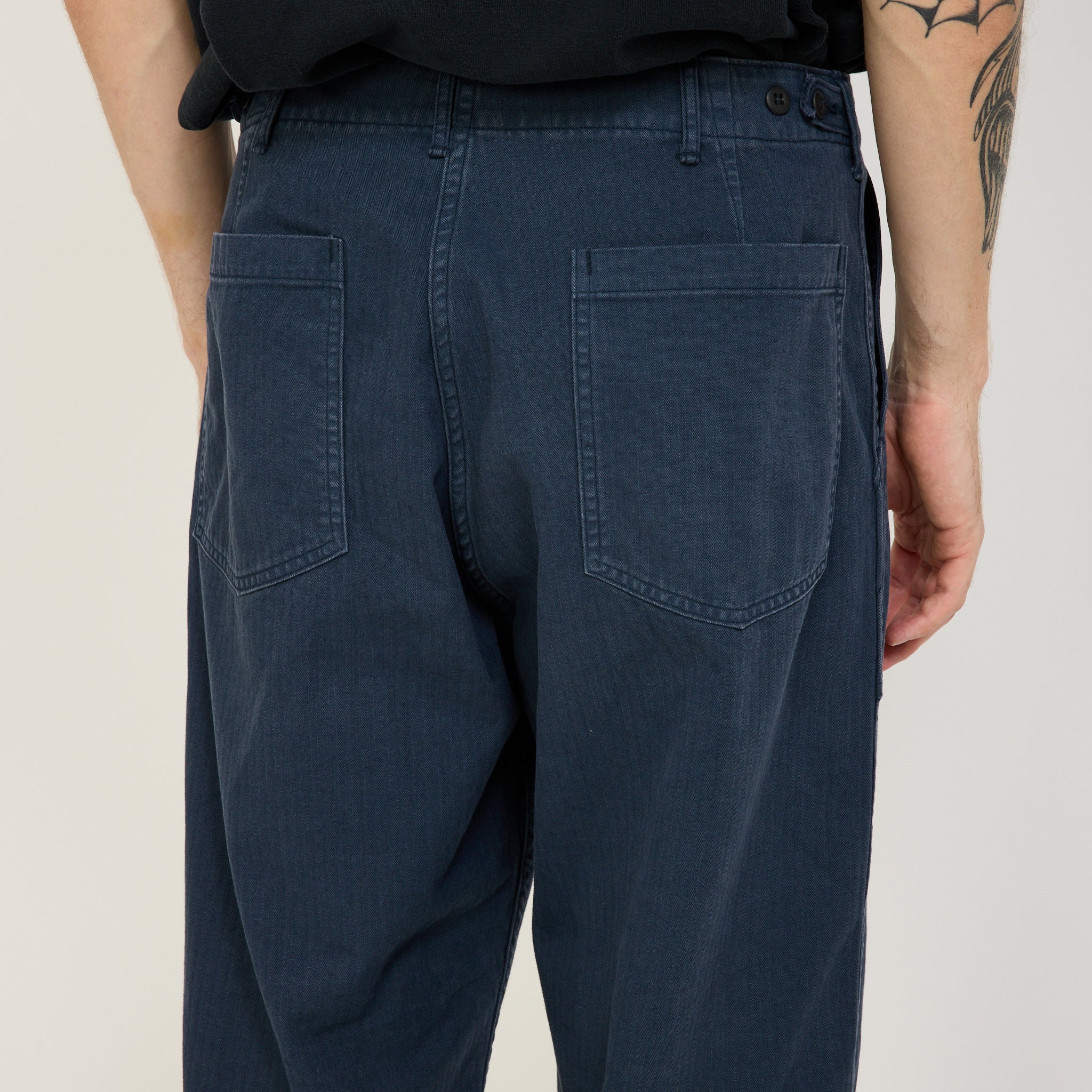 Orslow | Herringbone Twill Summer Fatigue Pants Navy | Maplestore