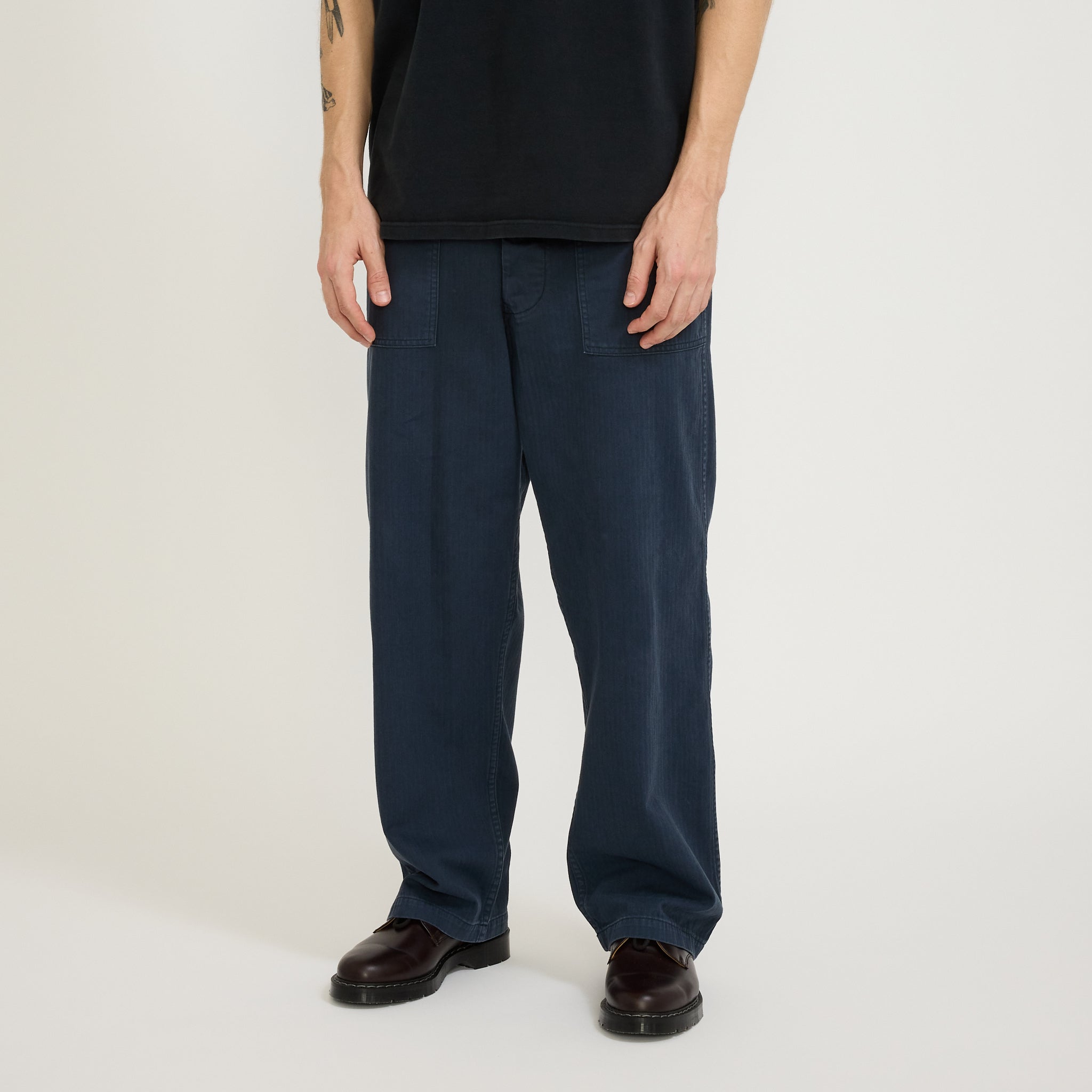 Orslow | Herringbone Twill Summer Fatigue Pants Navy | Maplestore