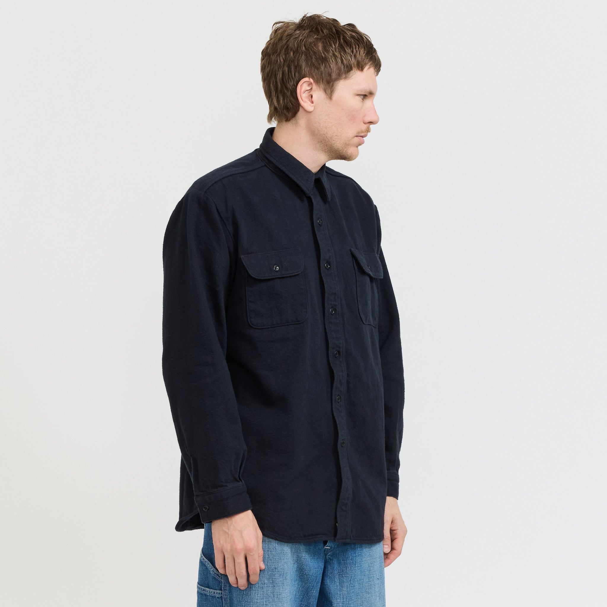 Orslow | Heavyweight Flannel Shirt Navy | Maplestore