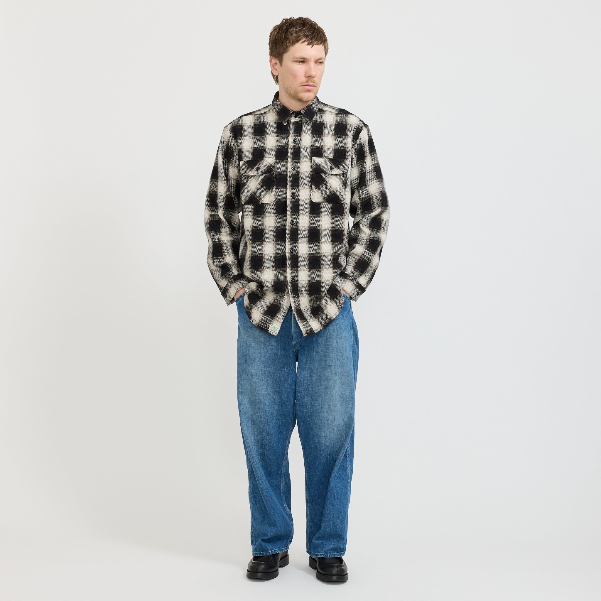 Orslow | Heavyweight Flannel Shirt Black Check | Maplestore