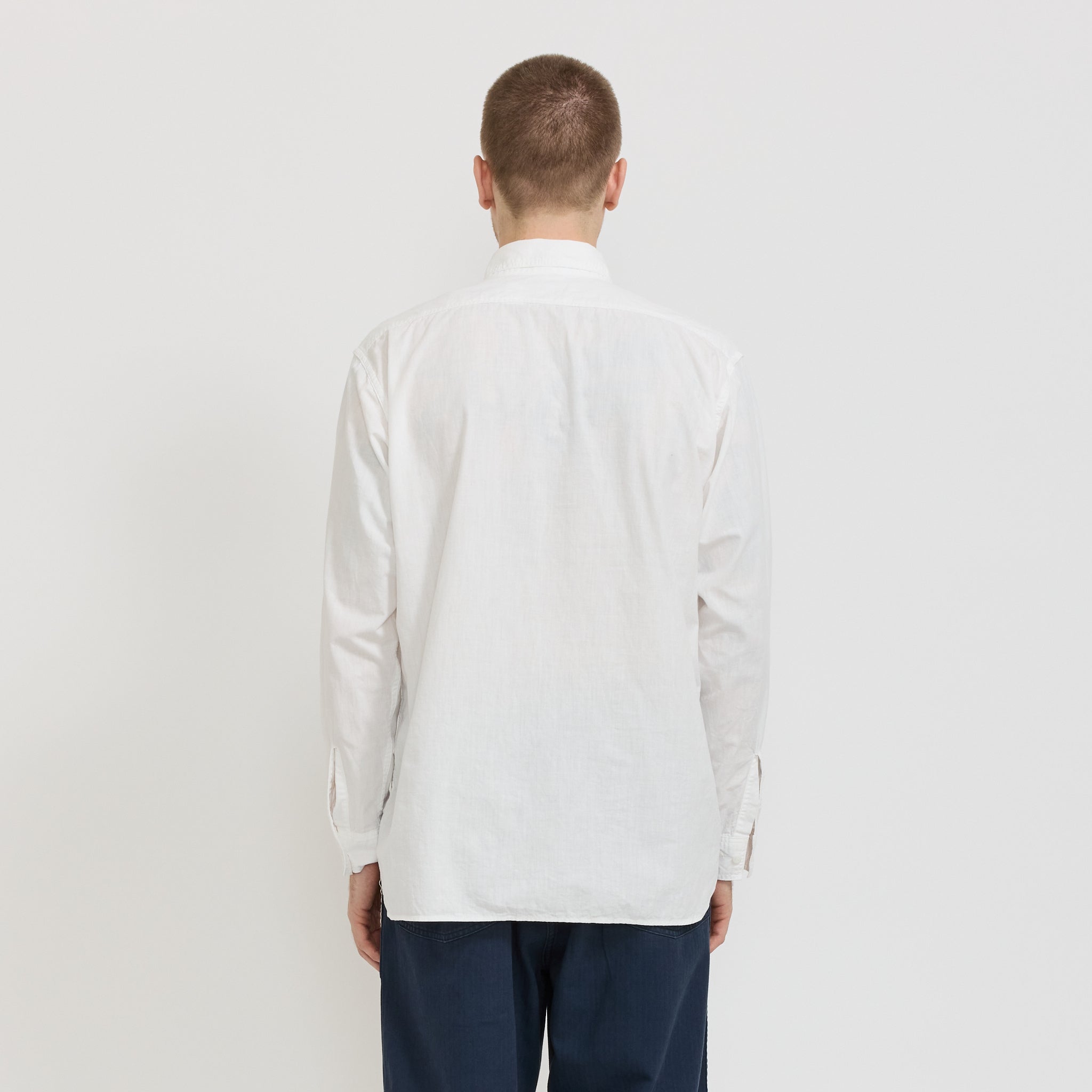 Relaxed Fit White Chambray Work Shirt