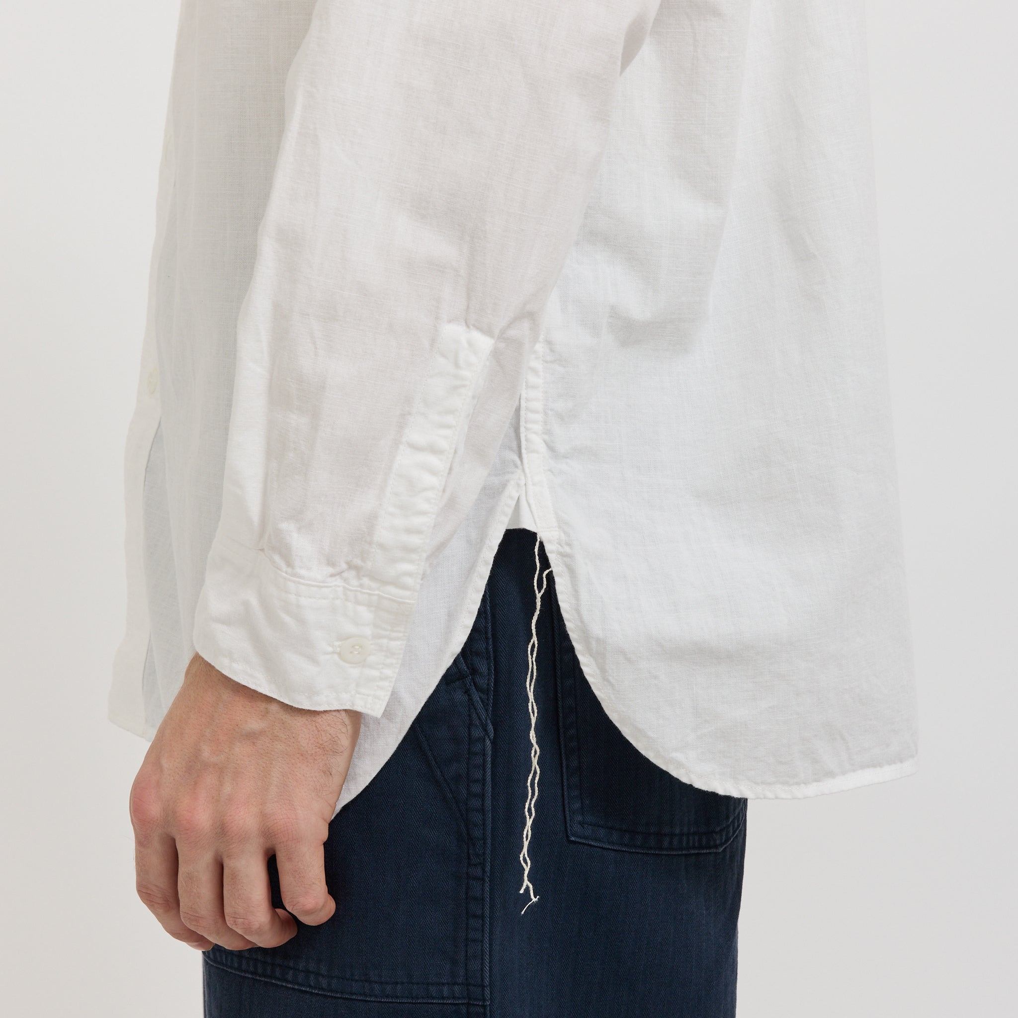 Relaxed Fit White Chambray Work Shirt