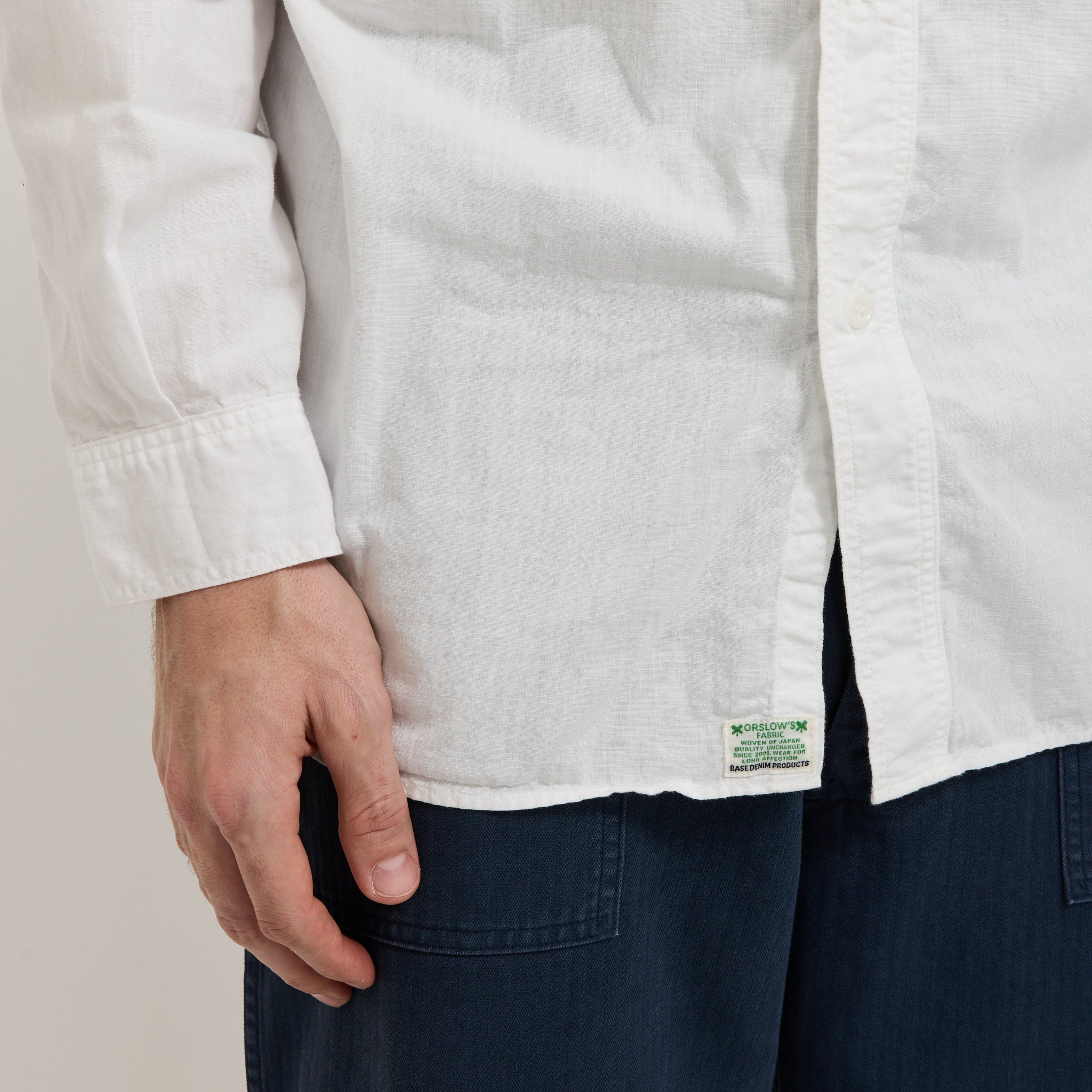 Relaxed Fit White Chambray Work Shirt