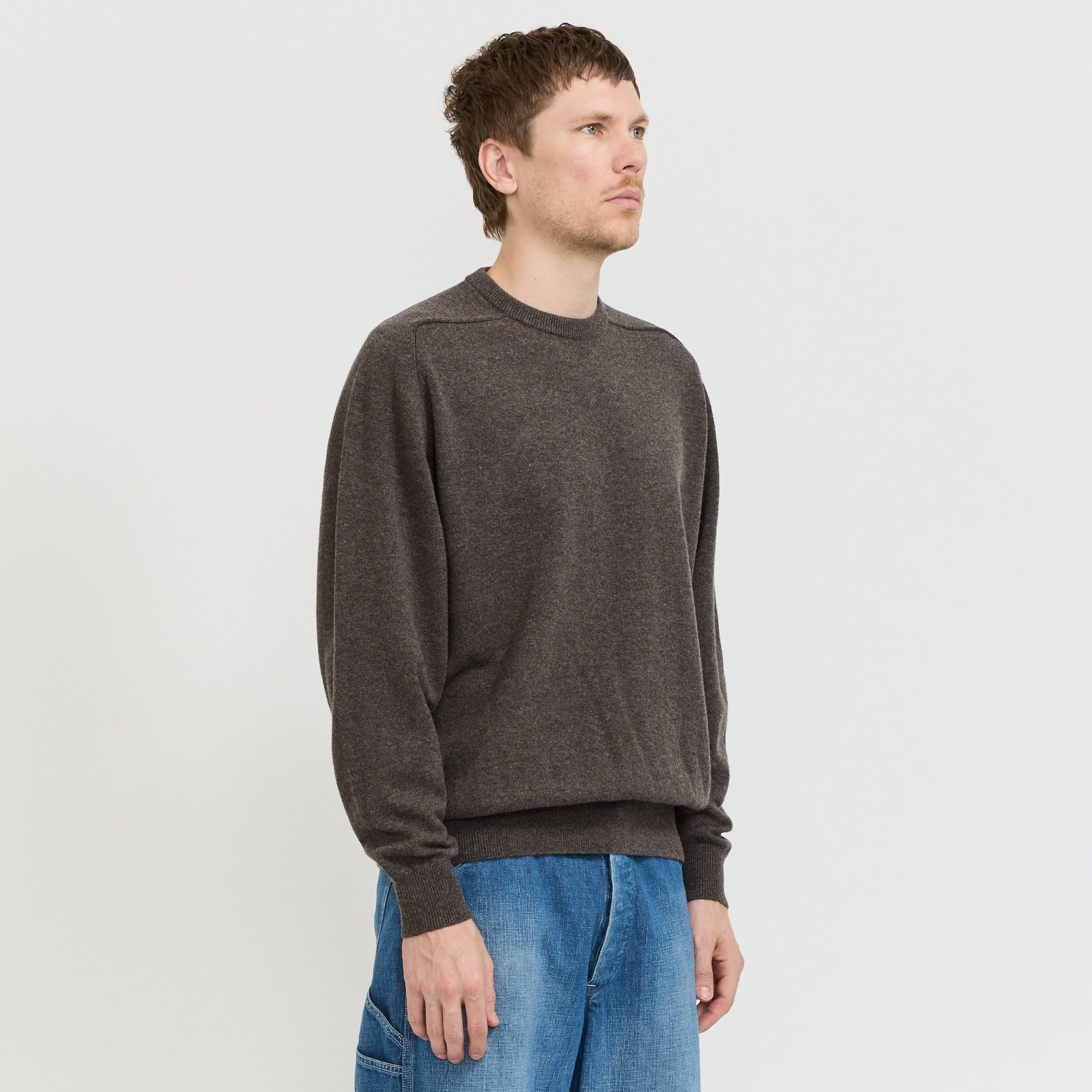 Simple Crew Neck Sweater Brown