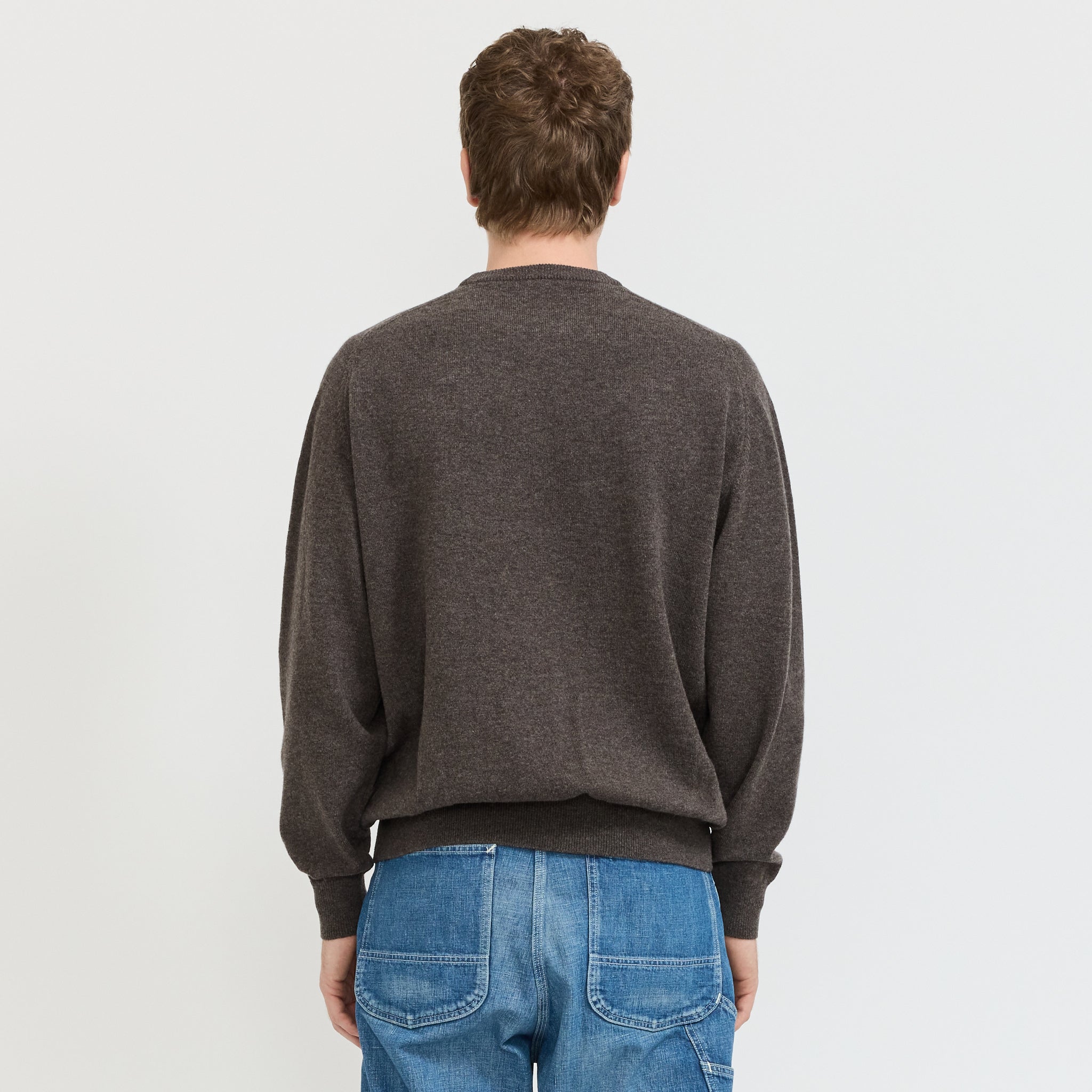 Simple Crew Neck Sweater Brown