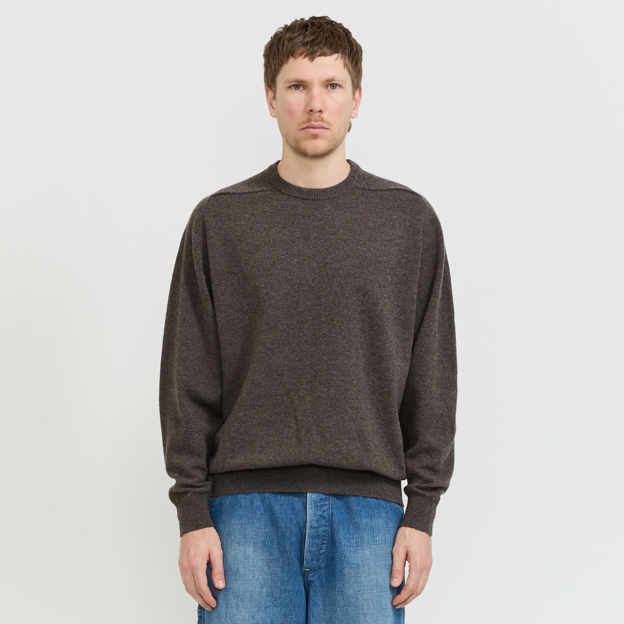 Simple Crew Neck Sweater Brown