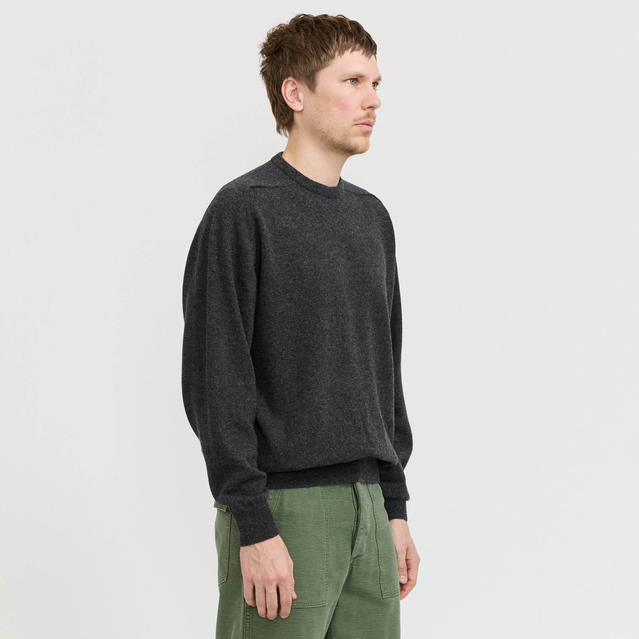 Simple Crew Neck Sweater Charcoal