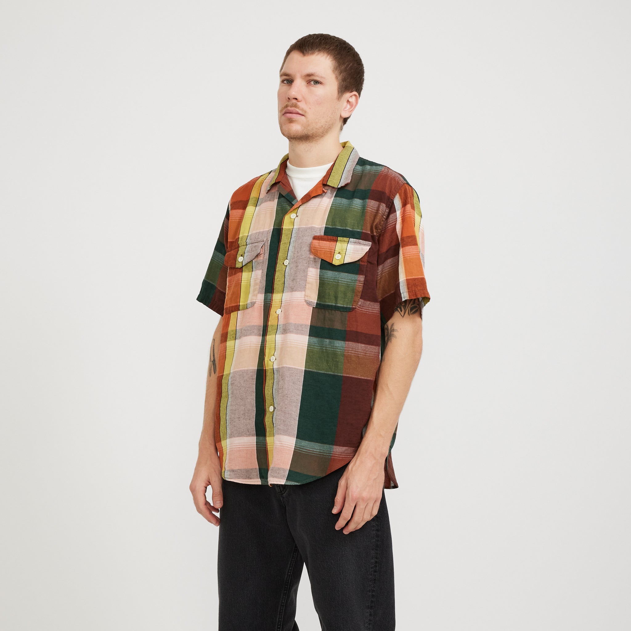 Orslow | Short Sleeve Work Shirt Check Multi | Maplestore