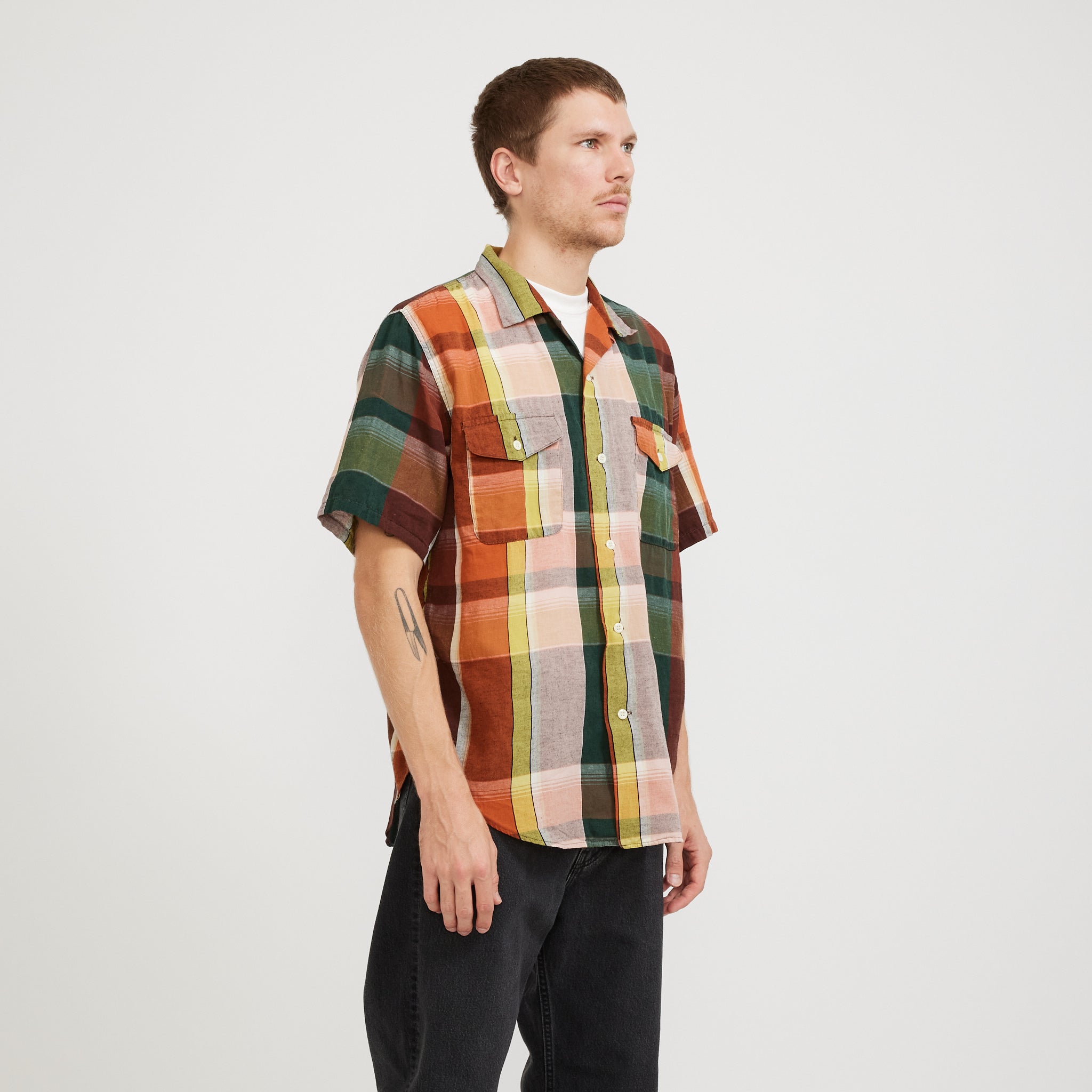 Orslow | Short Sleeve Work Shirt Check Multi | Maplestore